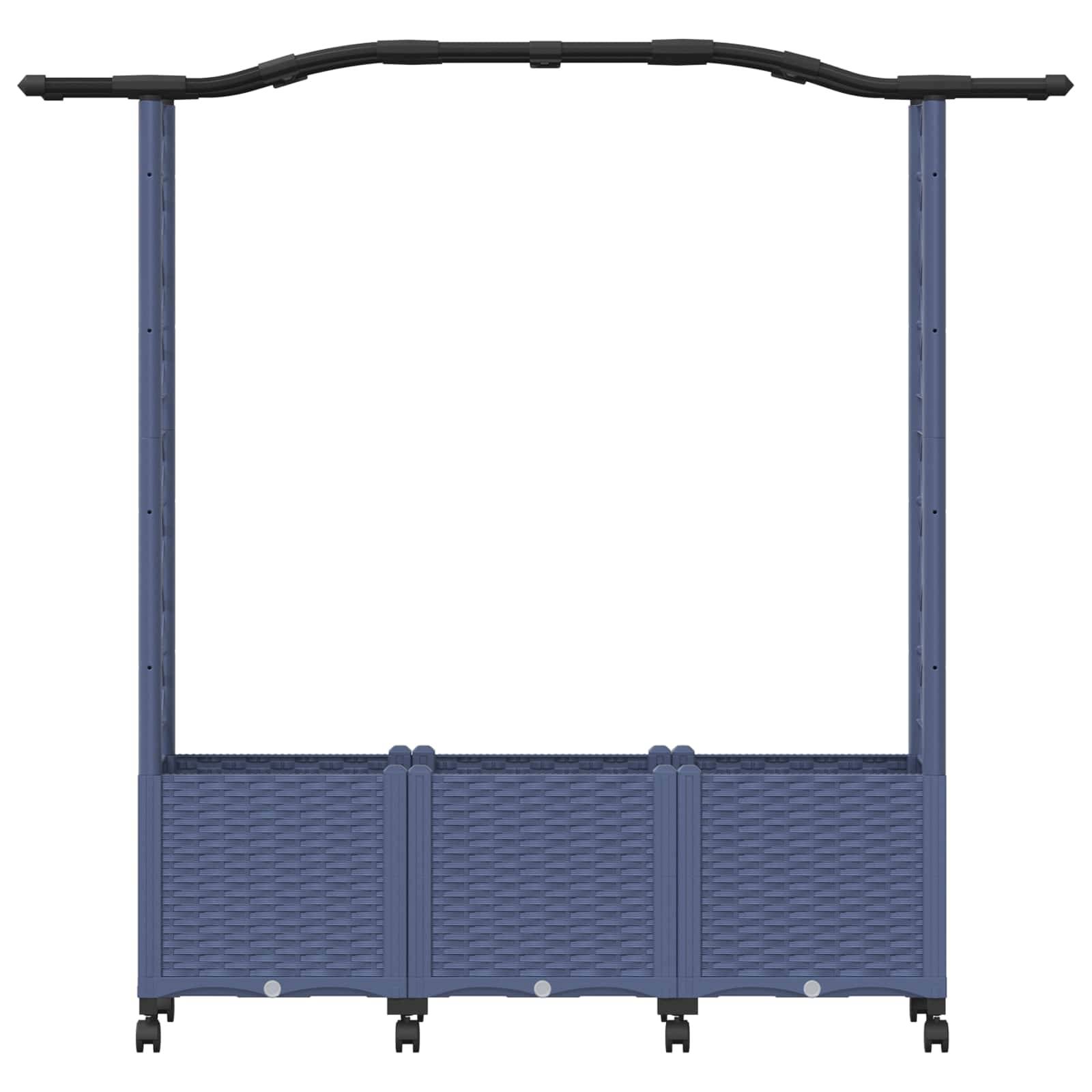 vidaXL Hochbeet mit Rankgitter und Dach Grau 164 x 40 x 144 cm PP