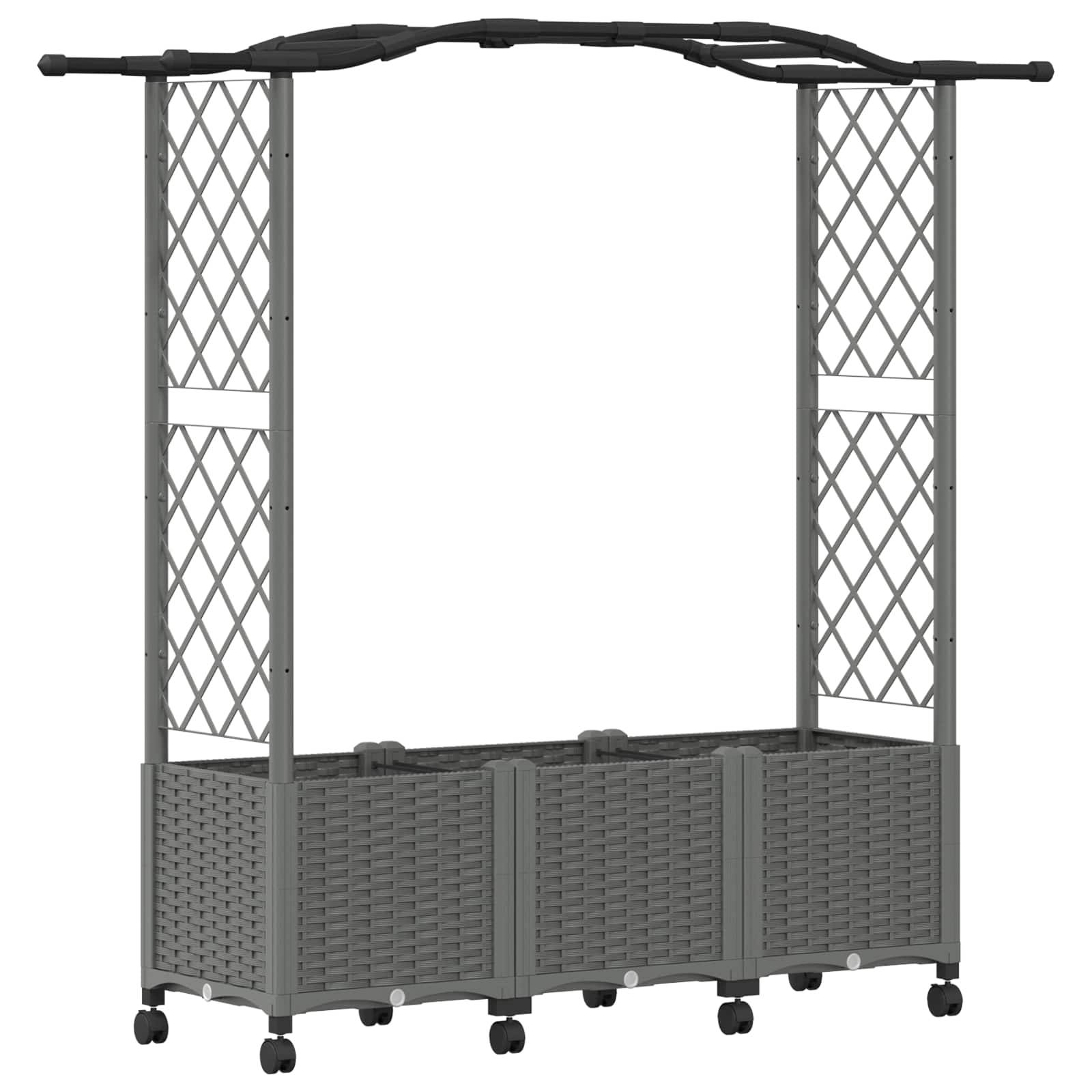 vidaXL Hochbeet mit Rankgitter und Dach Hellgrau 164 x 40 x 144 cm PP