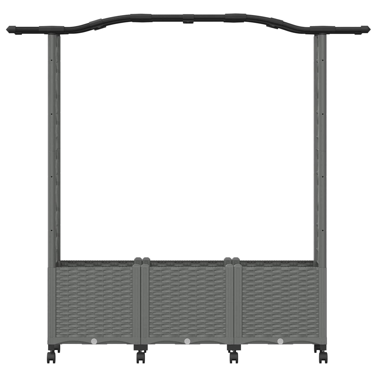 vidaXL Hochbeet mit Rankgitter und Dach Hellgrau 164 x 40 x 144 cm PP