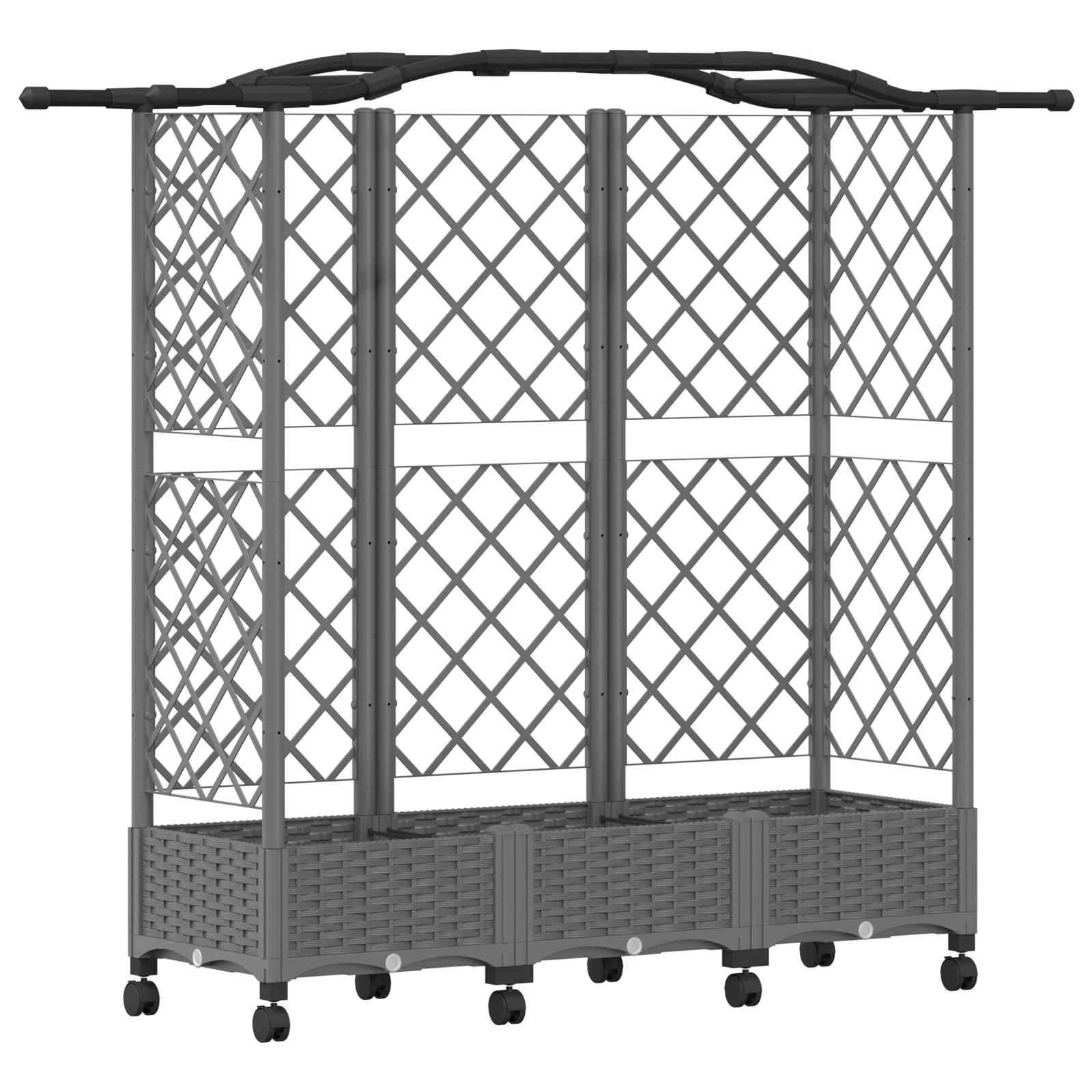 vidaXL Hochbeet mit Rankgitter und Dach Hellgrau 163 x 40 x 129 cm PP