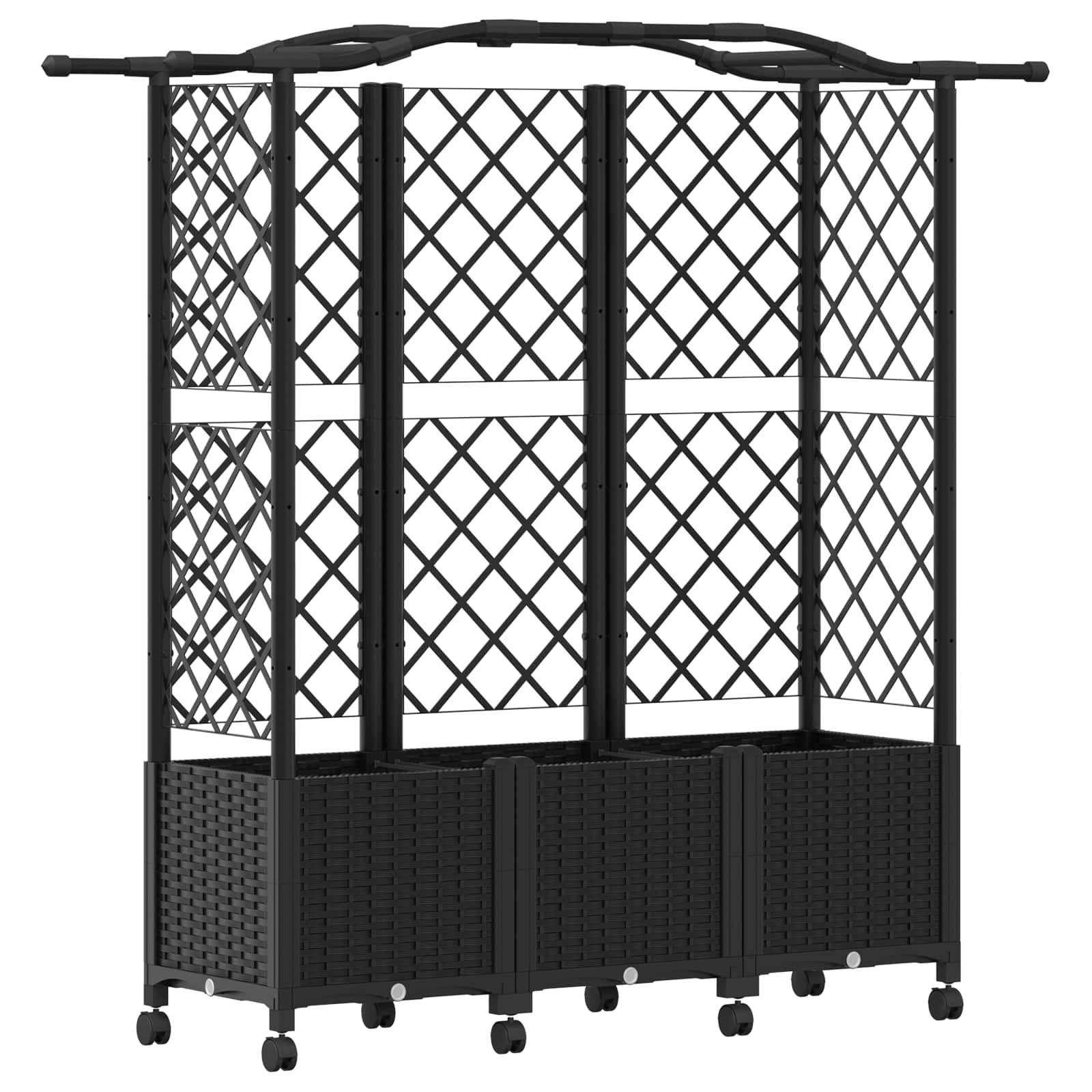 vidaXL Hochbeet mit Rankgitter und Dach Schwarz 163 x 40 x 144 cm PP