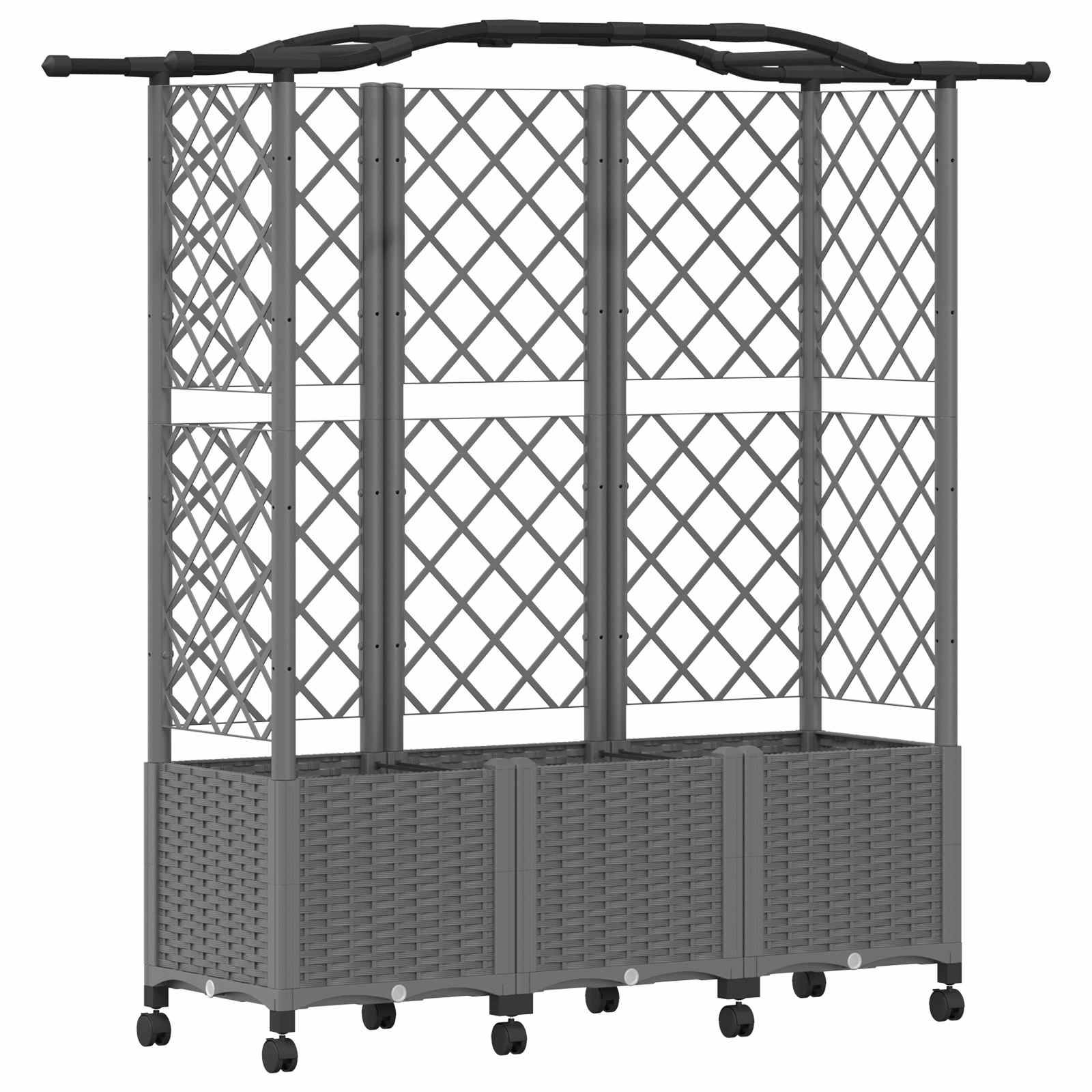 vidaXL Hochbeet mit Rankgitter und Dach Hellgrau 163 x 40 x 144 cm PP