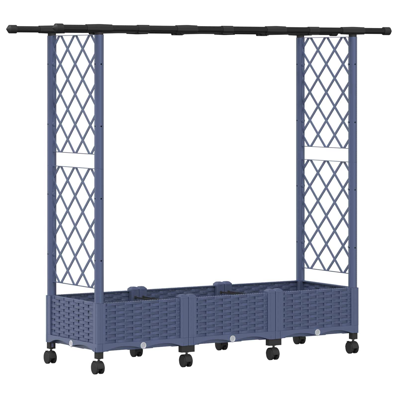 vidaXL Hochbeet mit Rankgitter und Dach Grau 164 x 40 x 127 cm PP