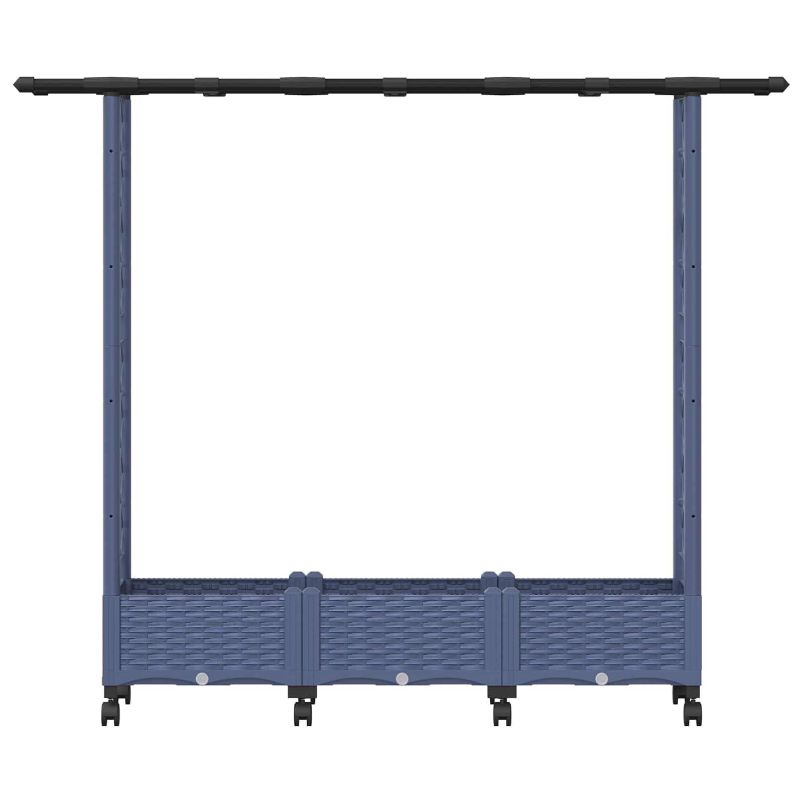 vidaXL Hochbeet mit Rankgitter und Dach Grau 164 x 40 x 127 cm PP