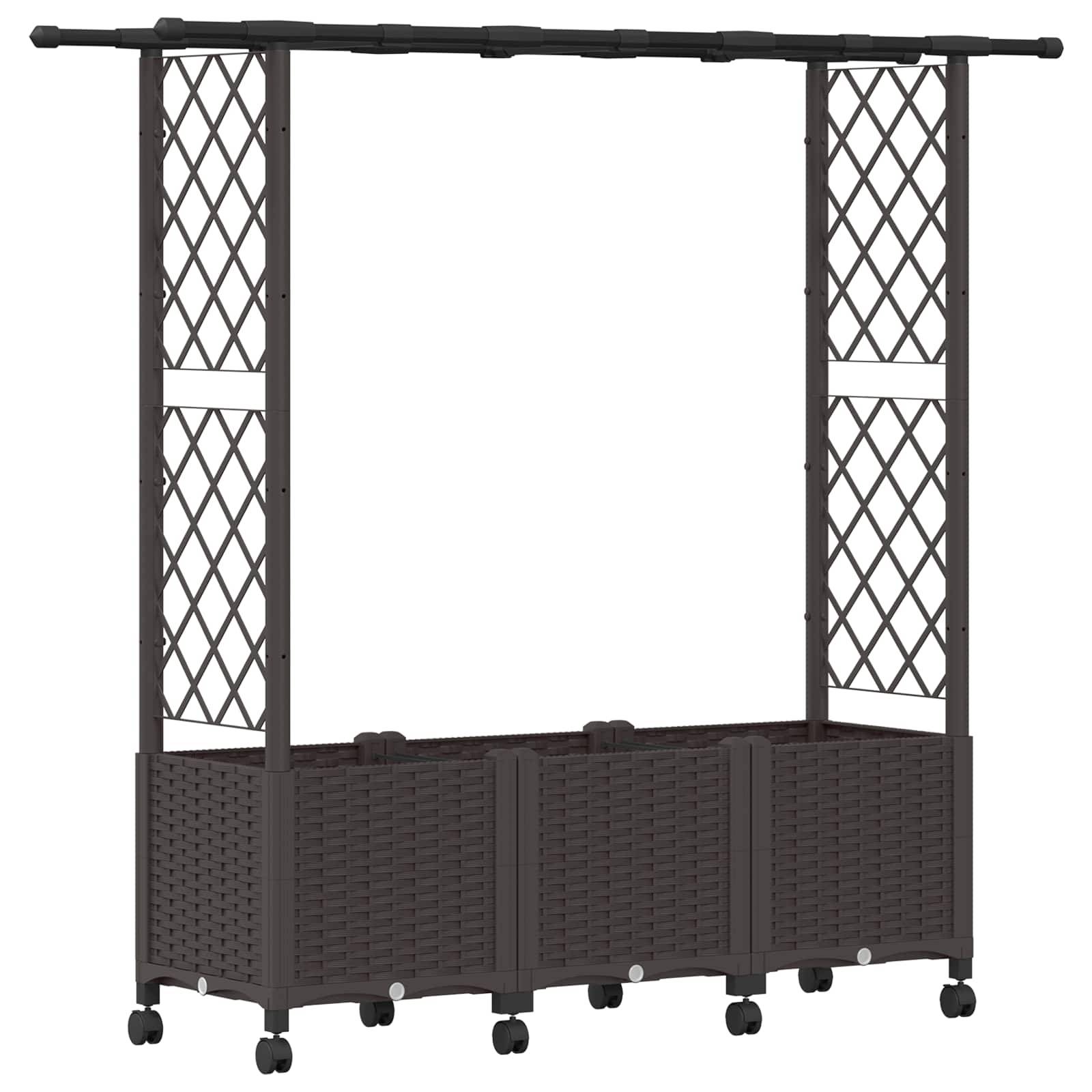 vidaXL Hochbeet mit Rankgitter und Dach Braun 162,5 x 40 x 142 cm PP