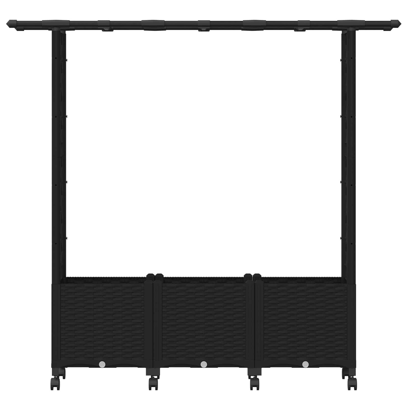 vidaXL Hochbeet mit Rankgitter und Dach Schwarz 162,5 x 40 x 142 cm PP