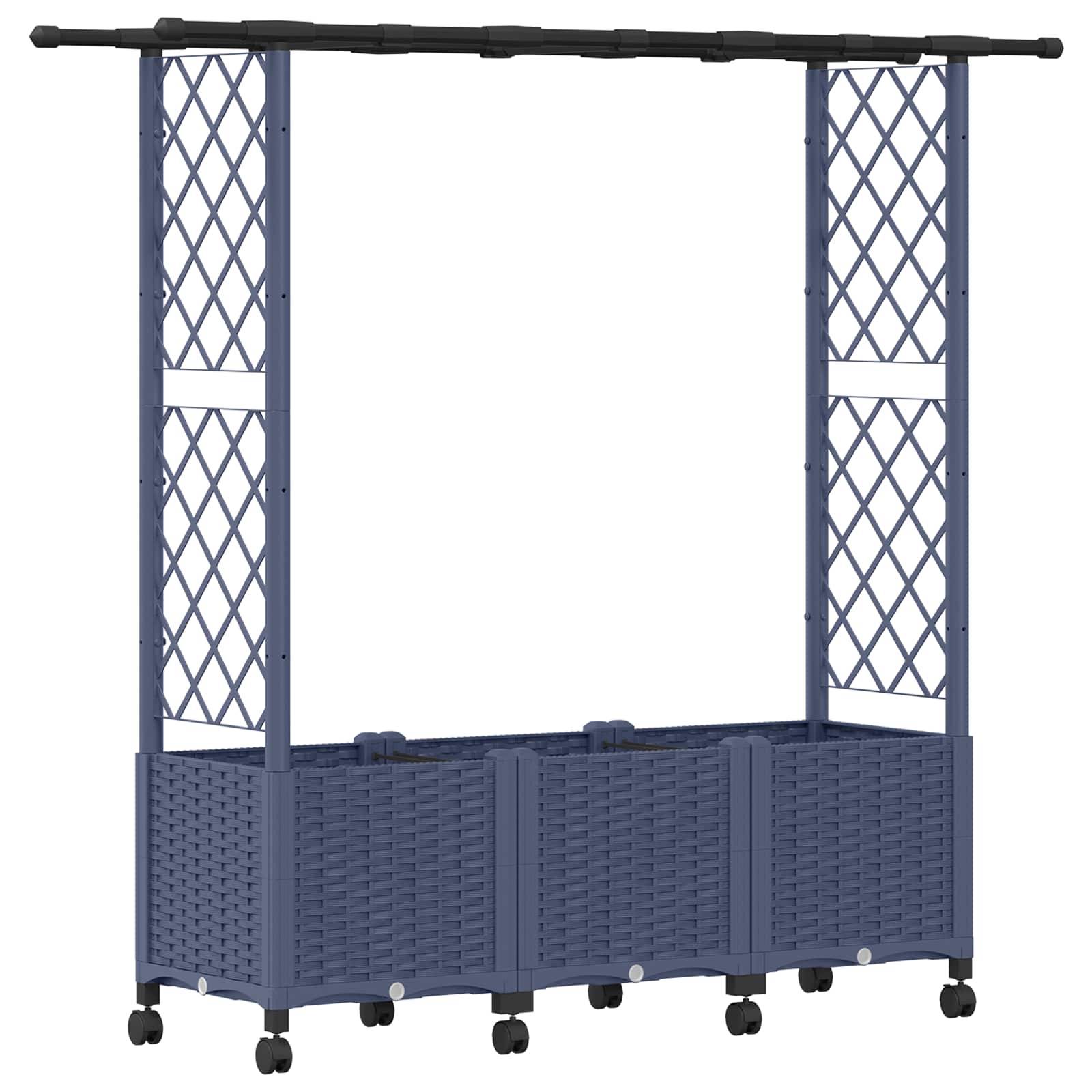 vidaXL Hochbeet mit Rankgitter und Dach Grau 162,5 x 40 x 142 cm PP