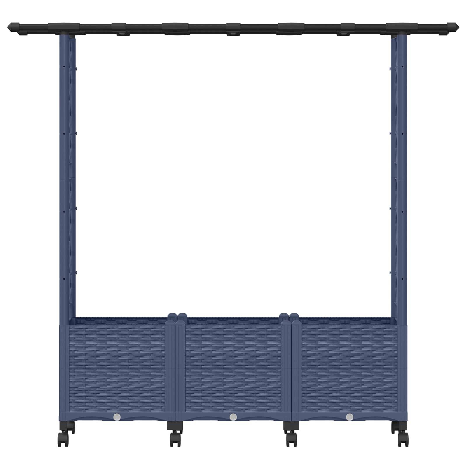 vidaXL Hochbeet mit Rankgitter und Dach Grau 162,5 x 40 x 142 cm PP