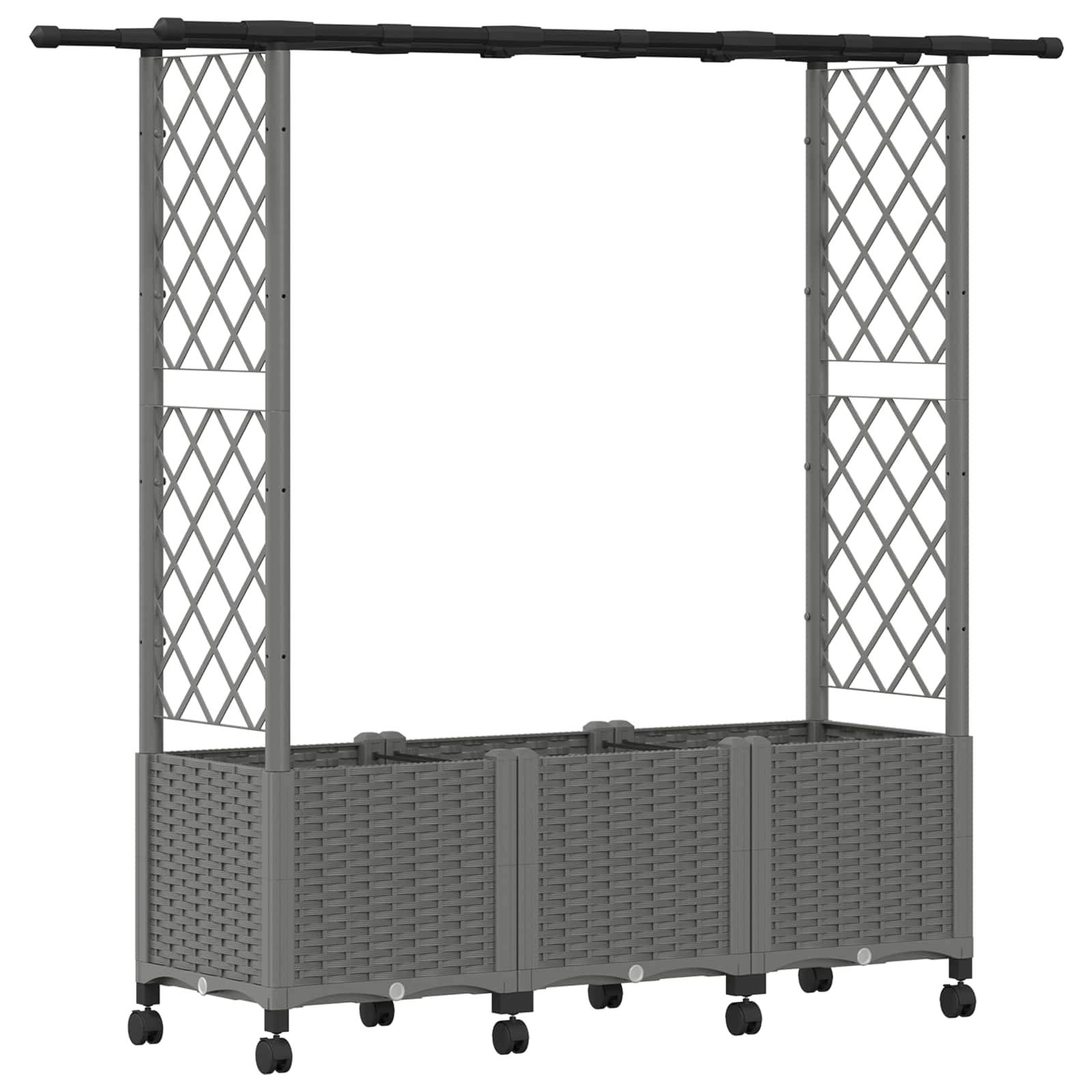 vidaXL Hochbeet mit Rankgitter und Dach Hellgrau 162,5 x 40 x 142 cm