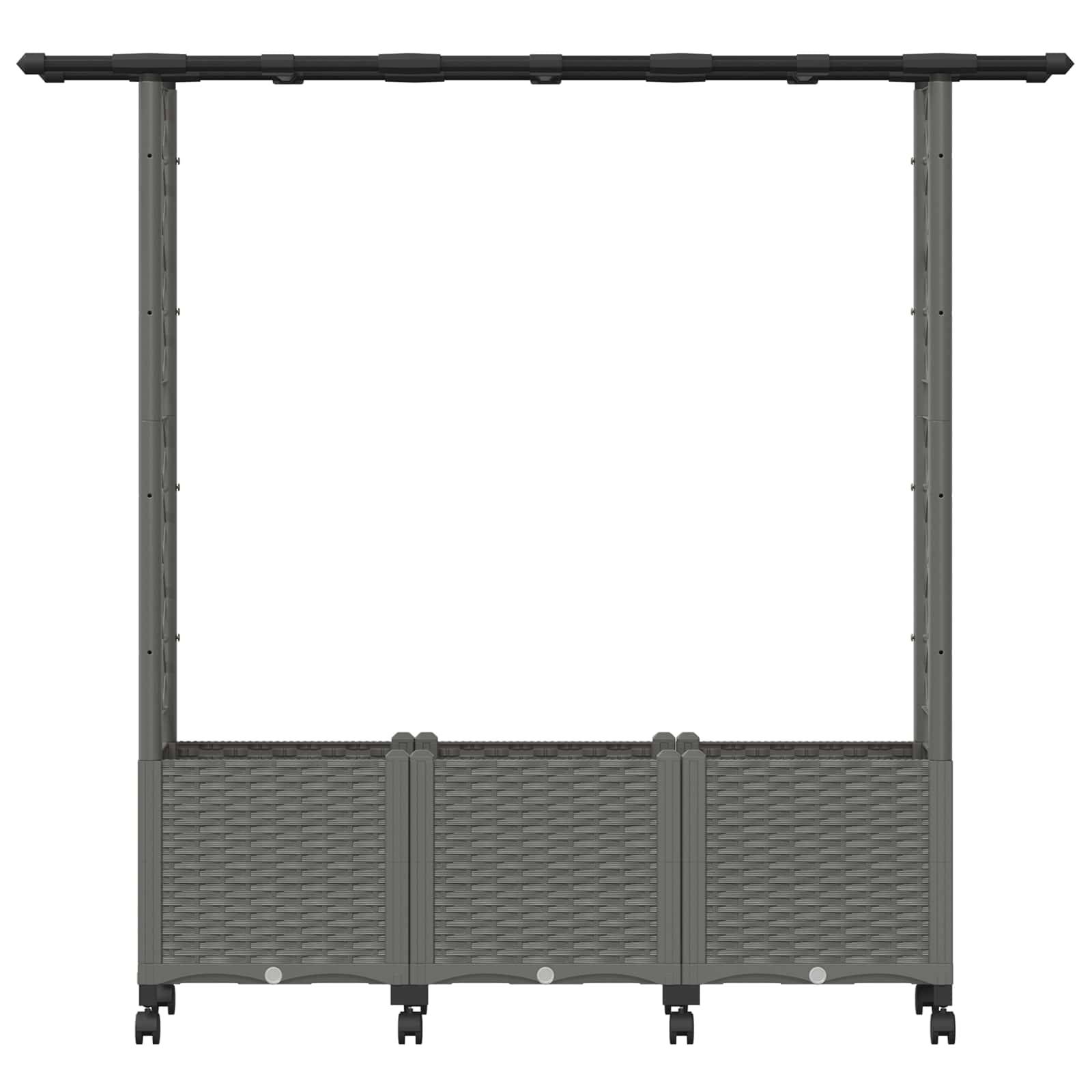 vidaXL Hochbeet mit Rankgitter und Dach Hellgrau 162,5 x 40 x 142 cm