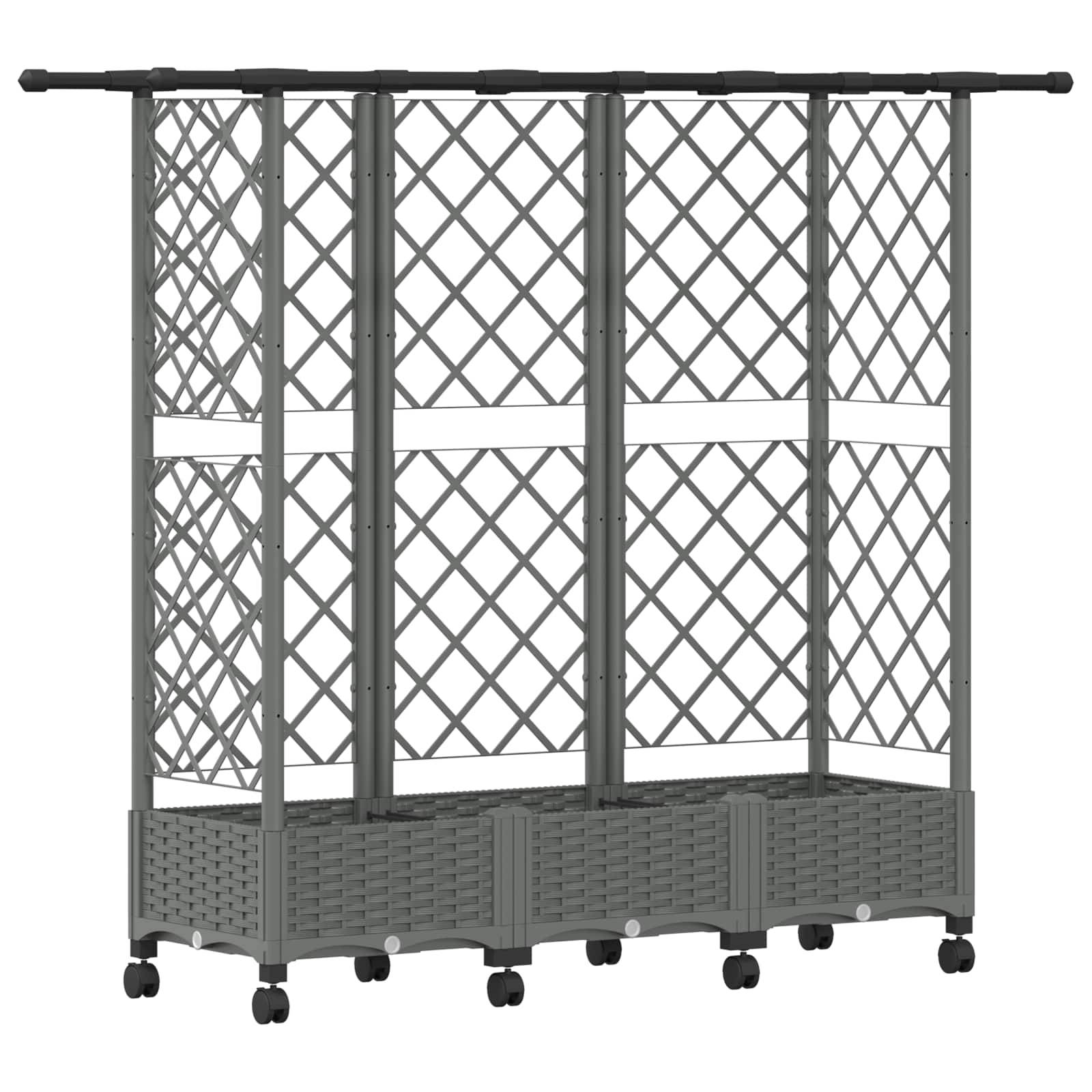 vidaXL Hochbeet mit Rankgitter und Dach Hellgrau 164 x 40 x 127 cm PP