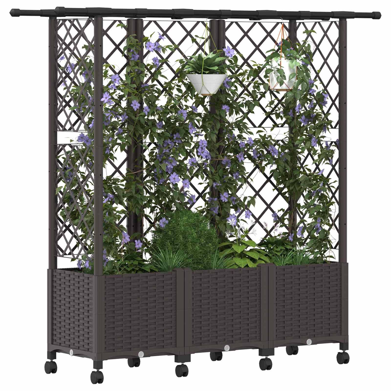 vidaXL Hochbeet mit Rankgitter und Dach Braun 163,5 x 40 x 142 cm PP