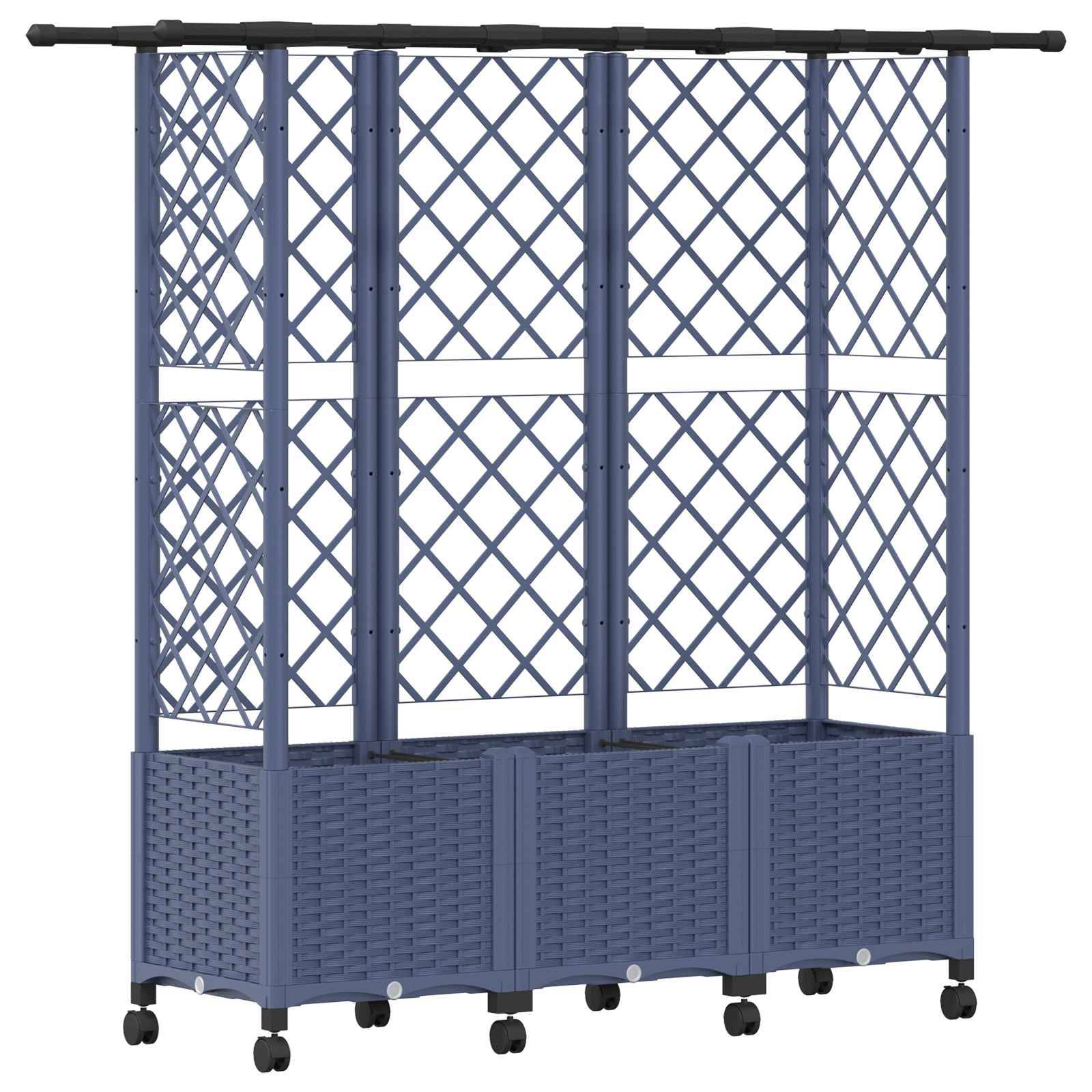 vidaXL Hochbeet mit Rankgitter und Dach Grau 163,5 x 40 x 142 cm PP