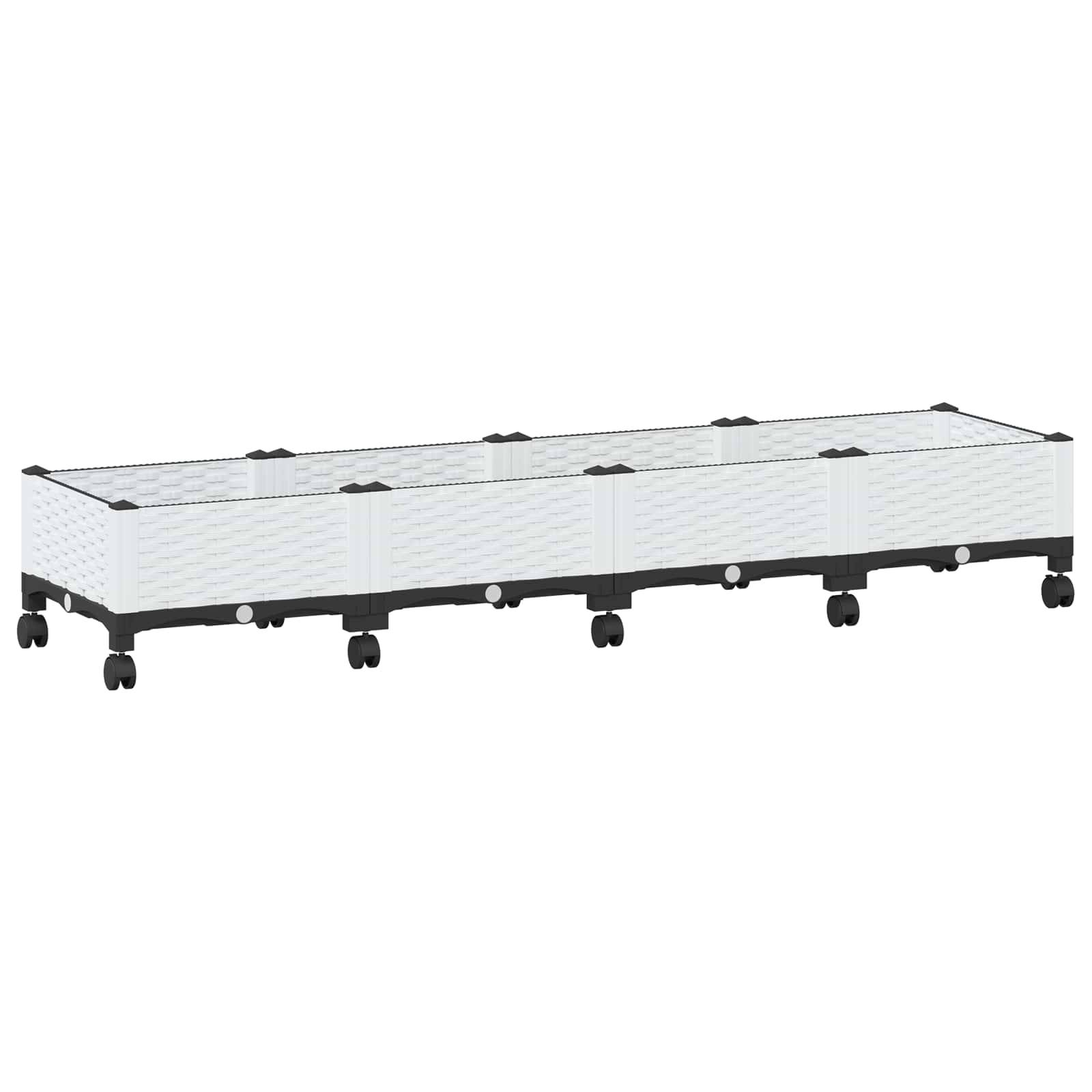 vidaXL Gartenpflanzer mit Rädern Weiß 160 x 40 x 33 cm PP