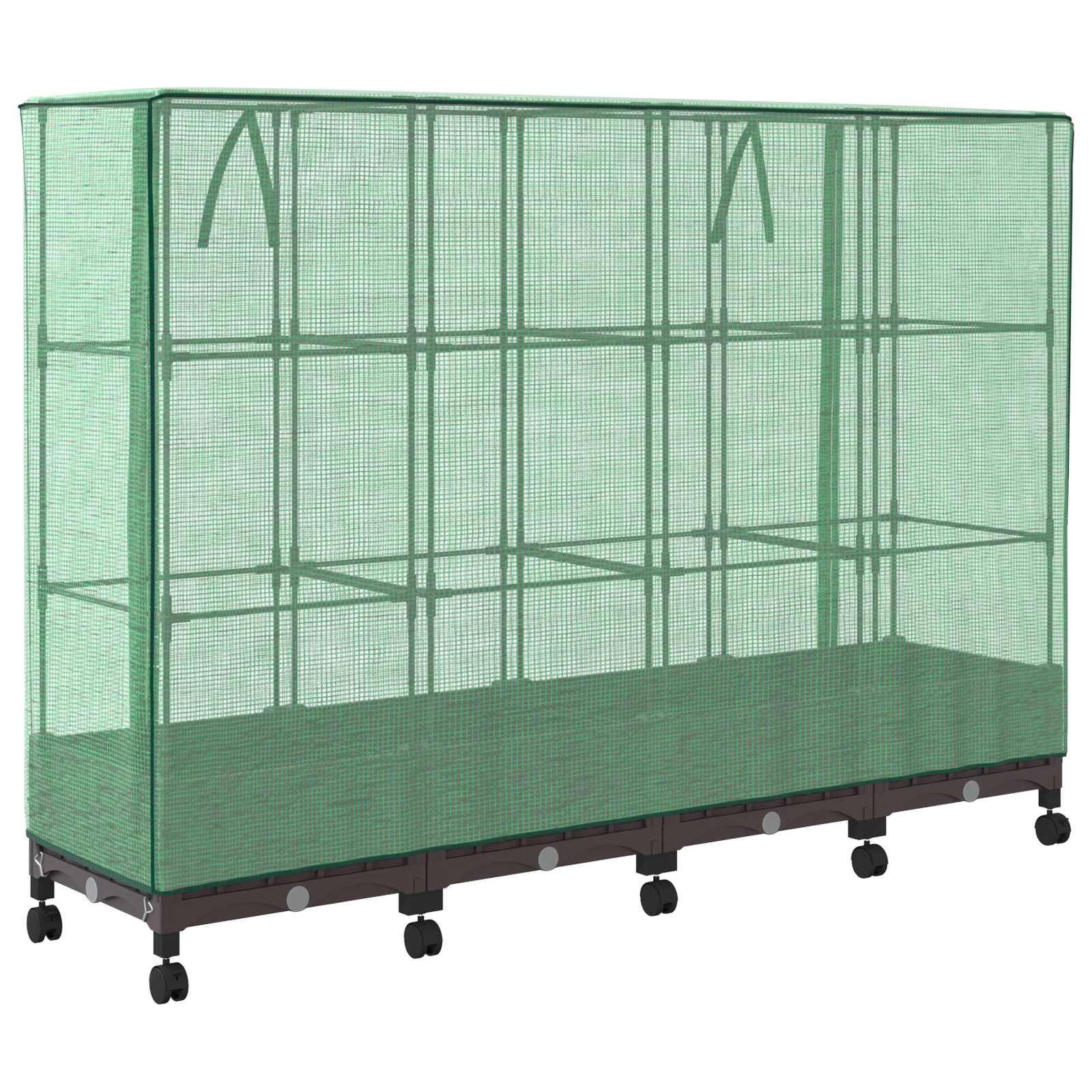 vidaXL Gartenplanter mit Gewächshausabdeckung und Rädern 4 Stk. Braun
