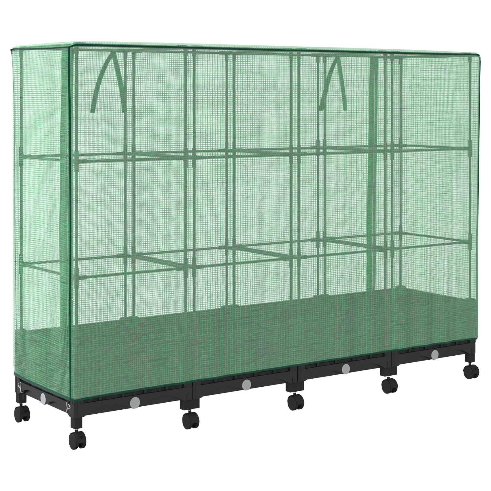 vidaXL Gartenplanter mit Gewächshausabdeckung und Rädern 4 Stk. PP