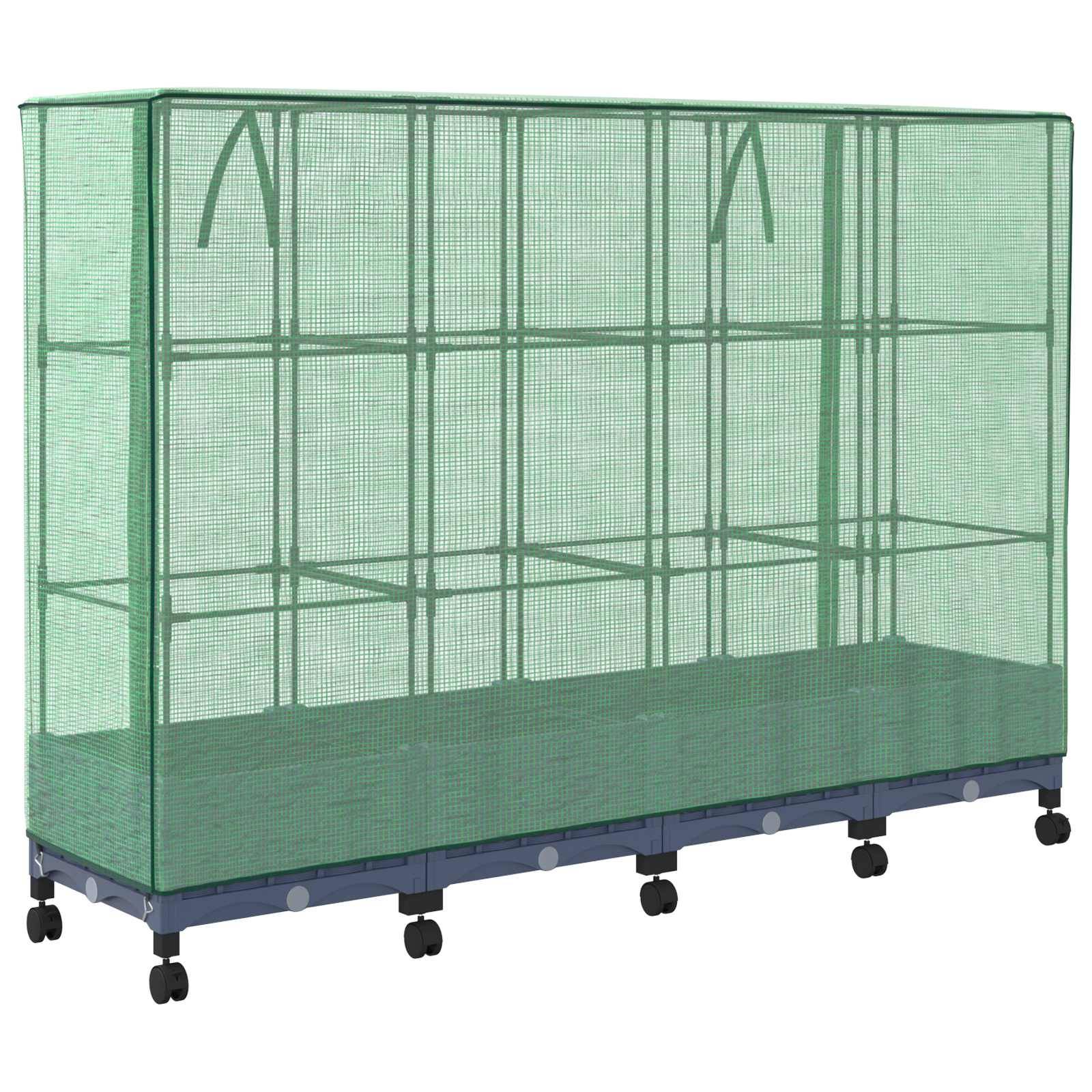 vidaXL Gartenplanter mit Gewächshausabdeckung und Rädern 4 Stk. PP