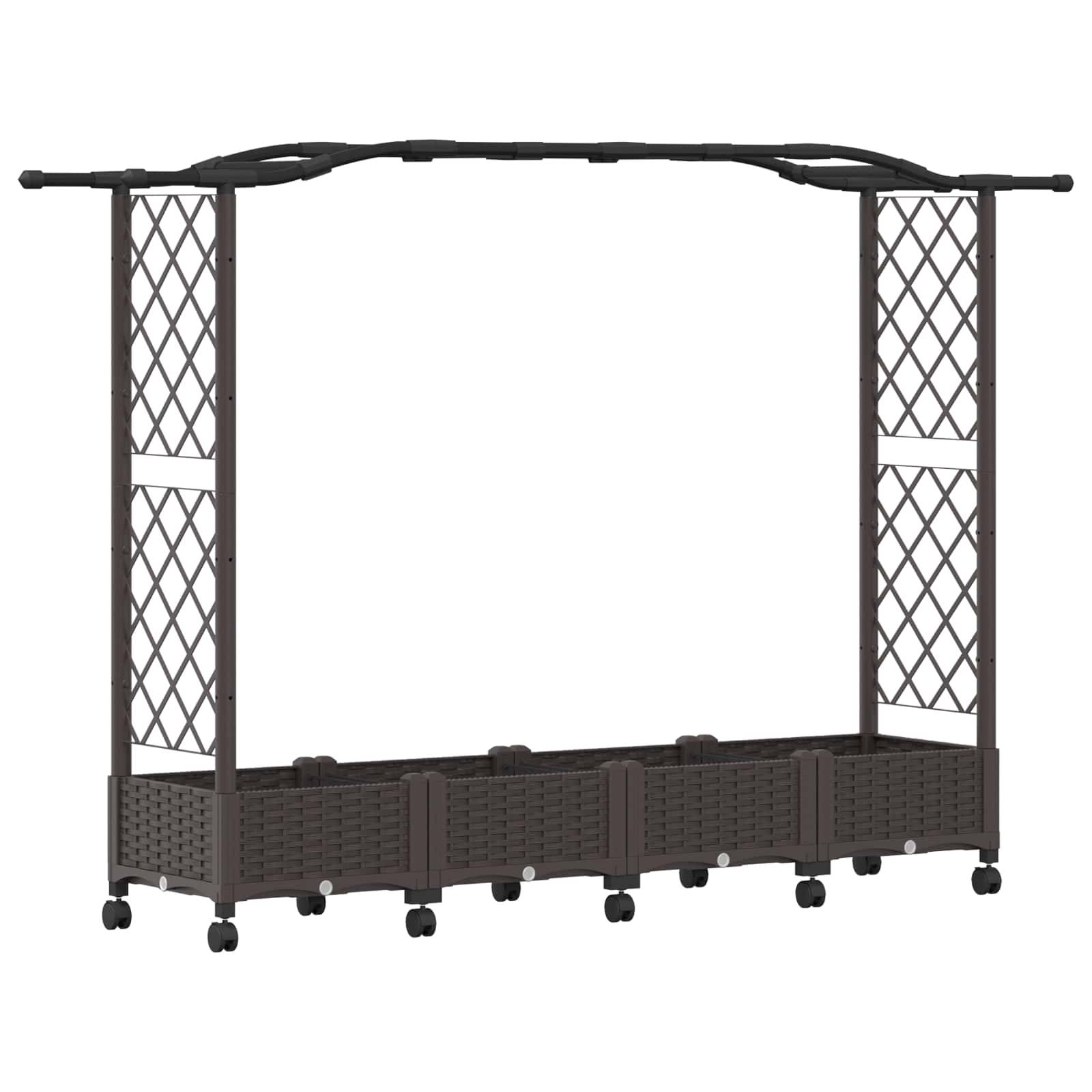 vidaXL Hochbeet mit Rankgitter und Dach Braun 207 x 40 x 129 cm PP
