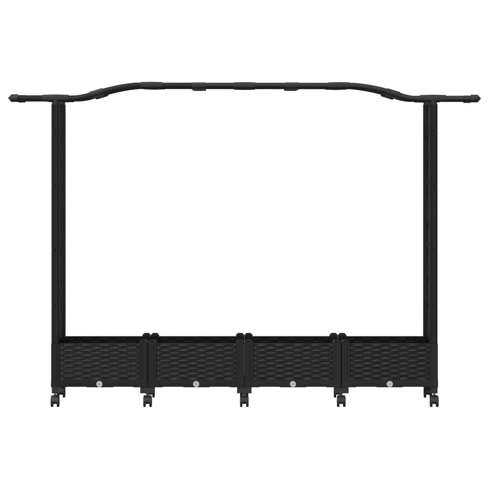 vidaXL Hochbeet mit Rankgitter und Dach Schwarz 207 x 40 x 129 cm PP