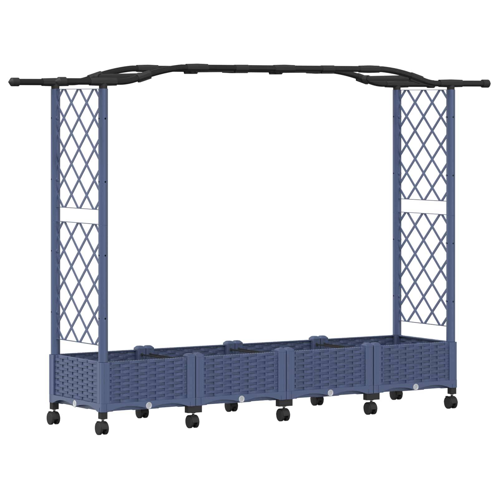 vidaXL Hochbeet mit Rankgitter und Dach Grau 207 x 40 x 129 cm PP