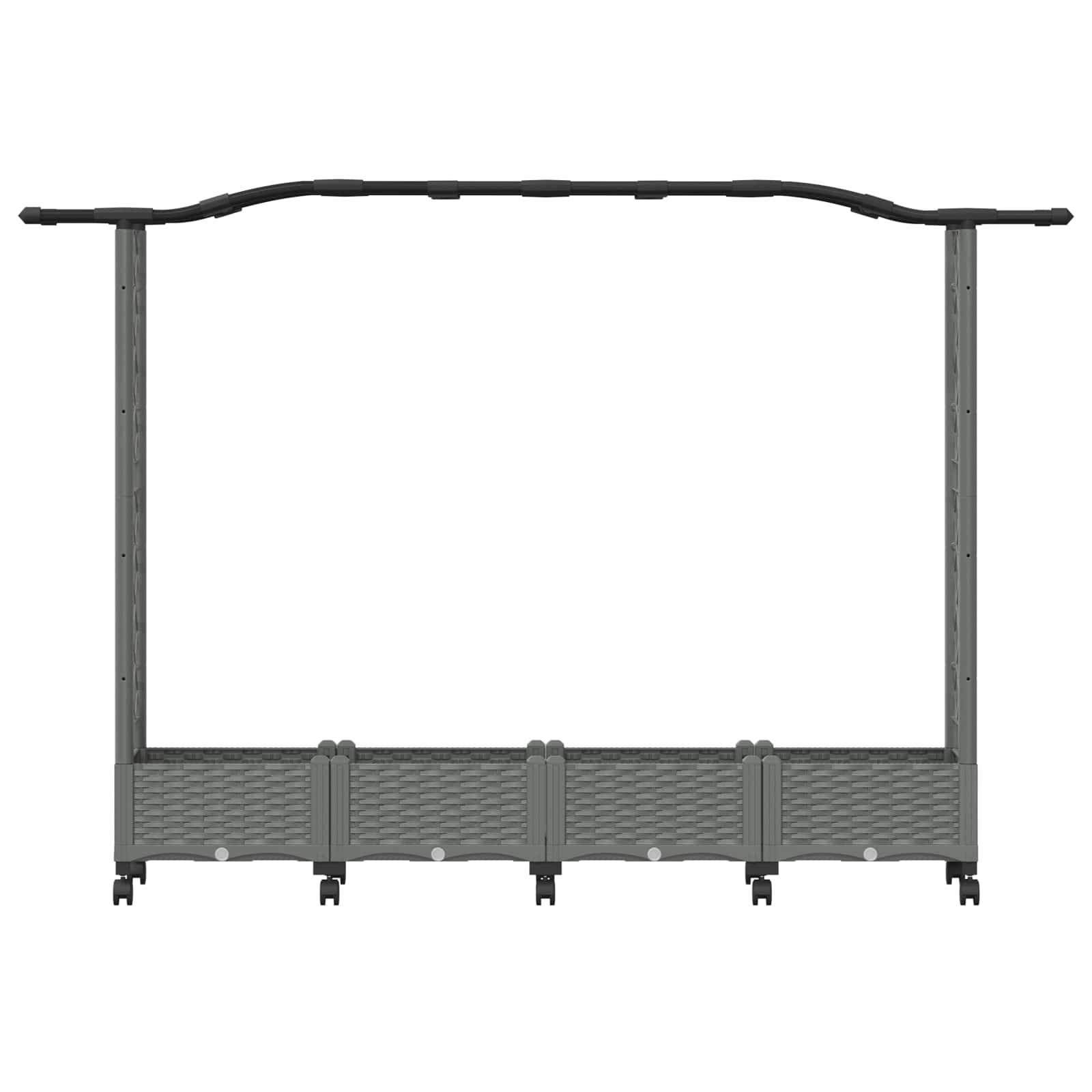 vidaXL Hochbeet mit Rankgitter und Dach Hellgrau 207 x 40 x 129 cm PP
