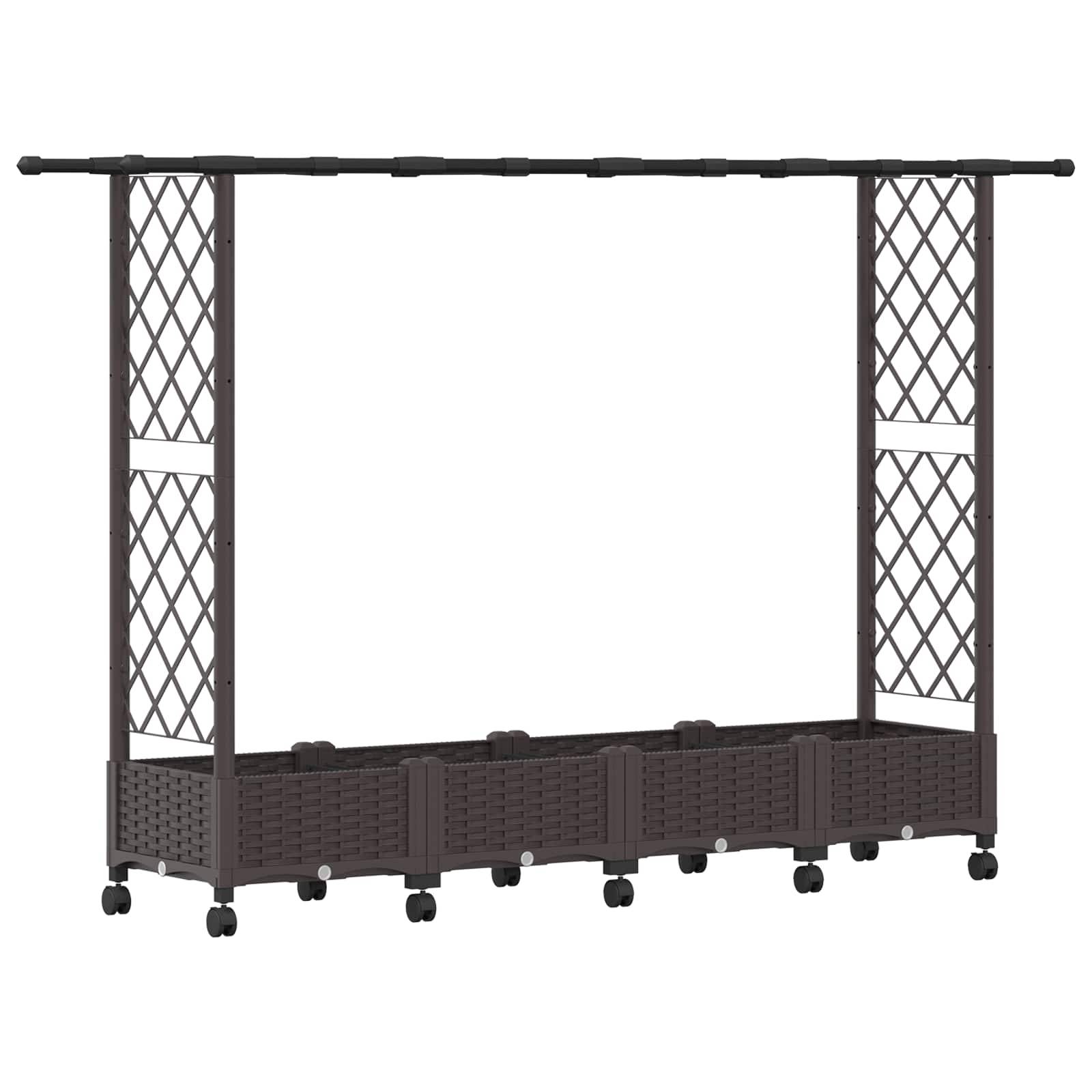 vidaXL Hochbeet mit Rankgitter und Dach Braun 203 x 40 x 127 cm PP