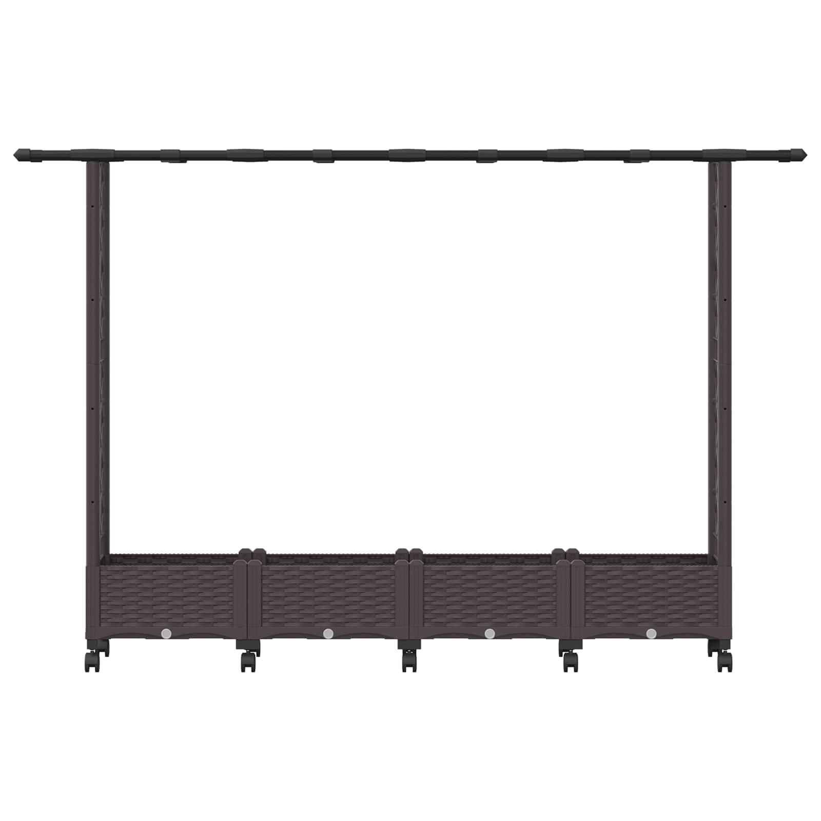 vidaXL Hochbeet mit Rankgitter und Dach Braun 203 x 40 x 127 cm PP