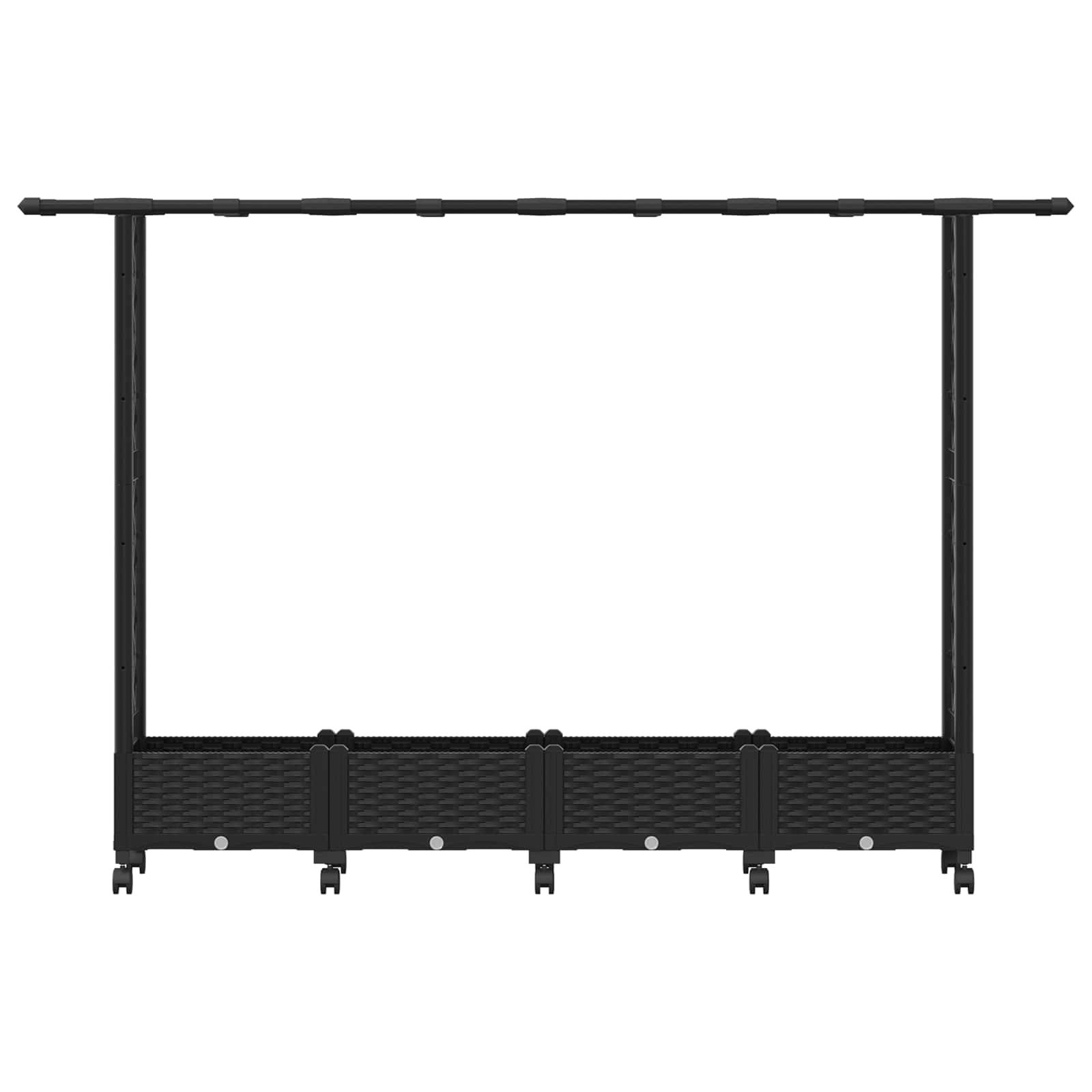 vidaXL Hochbeet mit Rankgitter und Dach Schwarz 203 x 40 x 127 cm PP
