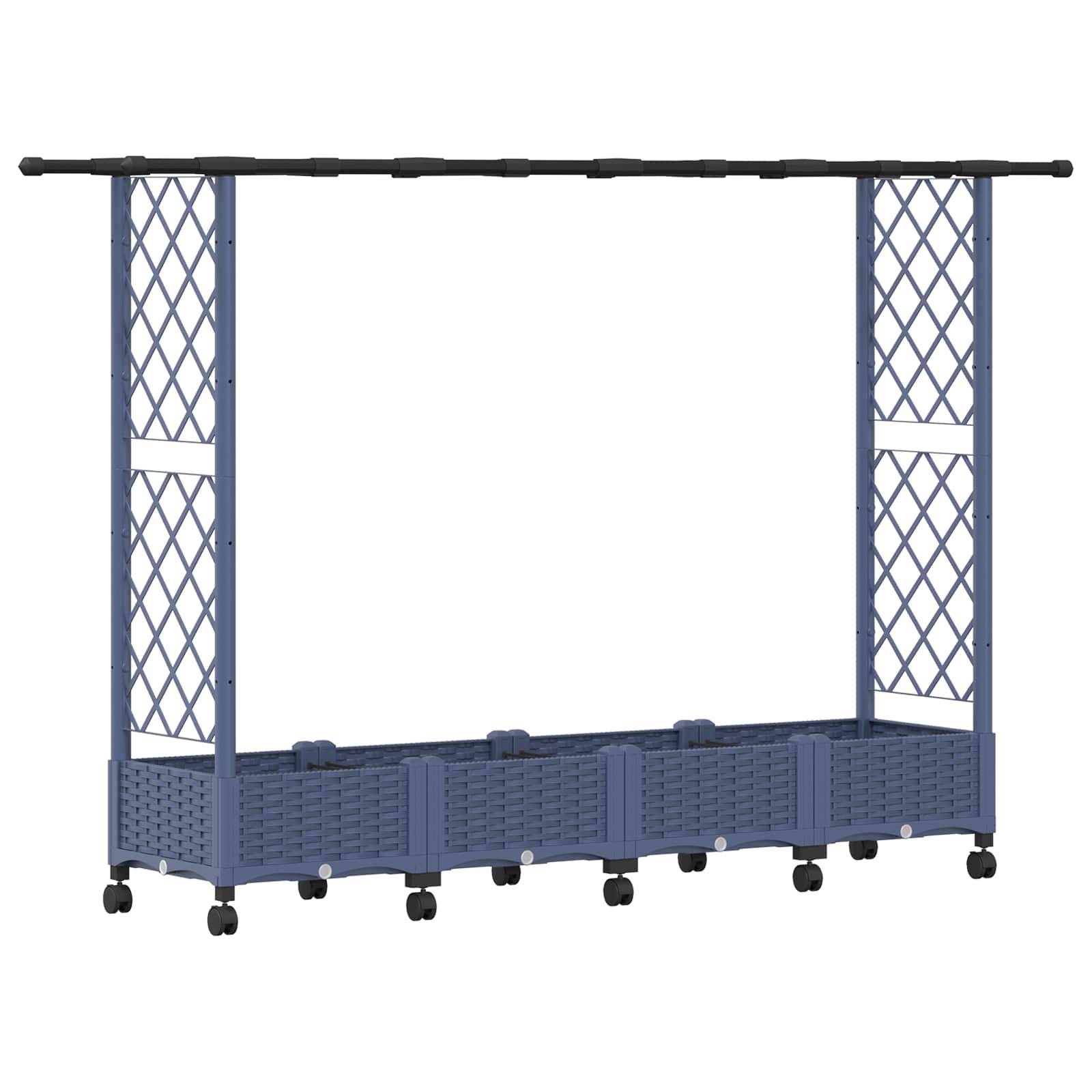 vidaXL Hochbeet mit Rankgitter und Dach Grau 203 x 40 x 127 cm PP