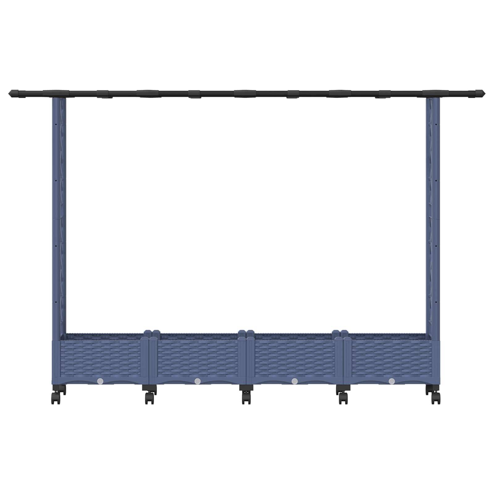 vidaXL Hochbeet mit Rankgitter und Dach Grau 203 x 40 x 127 cm PP