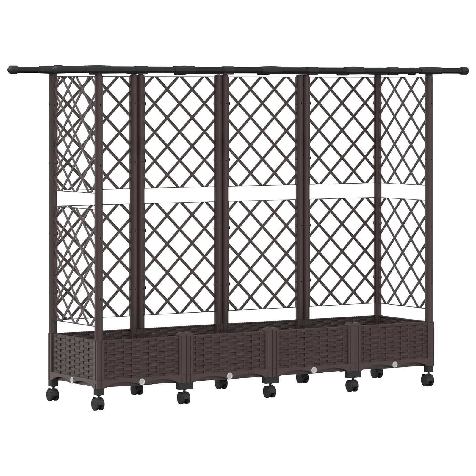 vidaXL Hochbeet mit Rankgitter und Dach Braun 202,5 x 40 x 127 cm PP