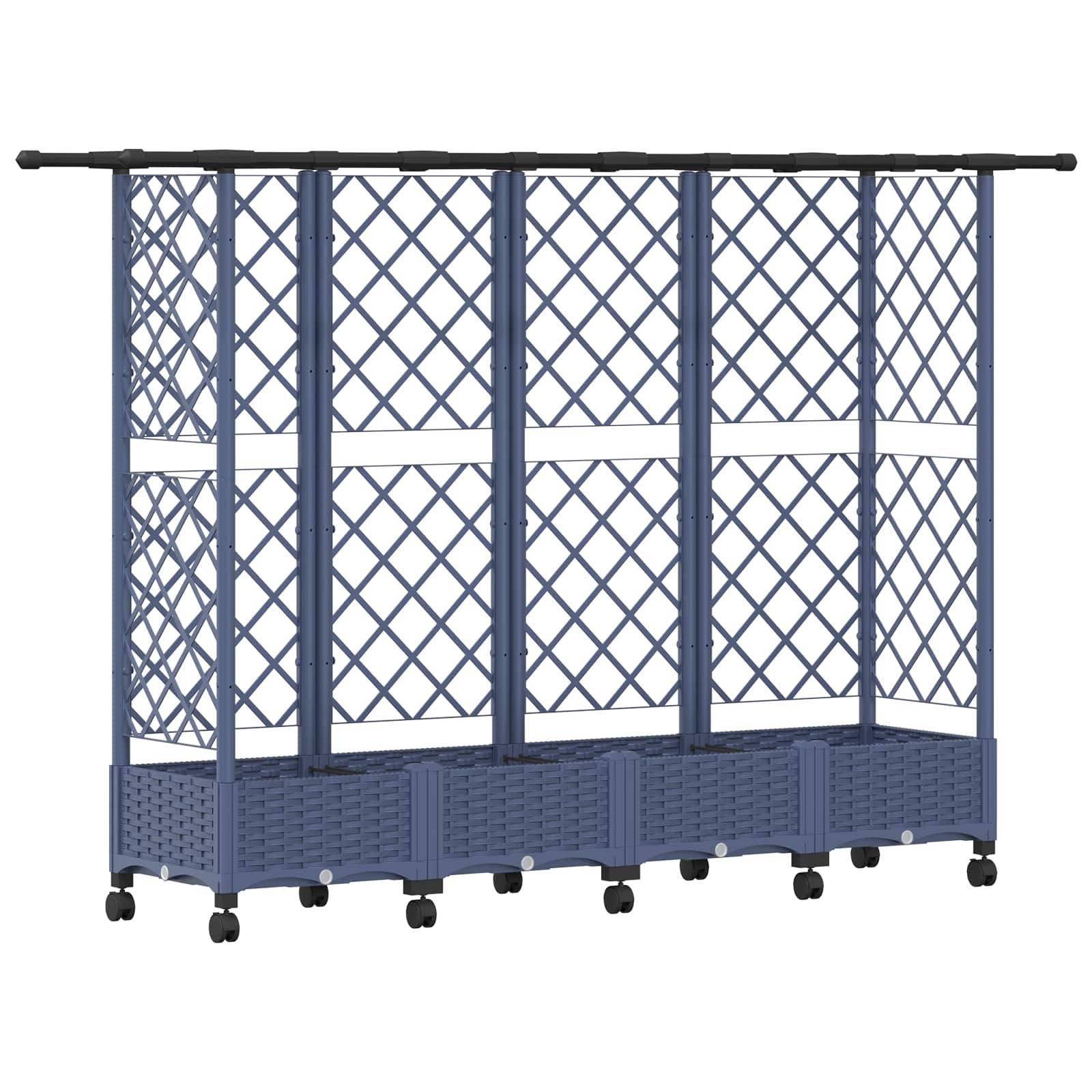 vidaXL Hochbeet mit Rankgitter und Dach Grau 202,5 x 40 x 127 cm PP