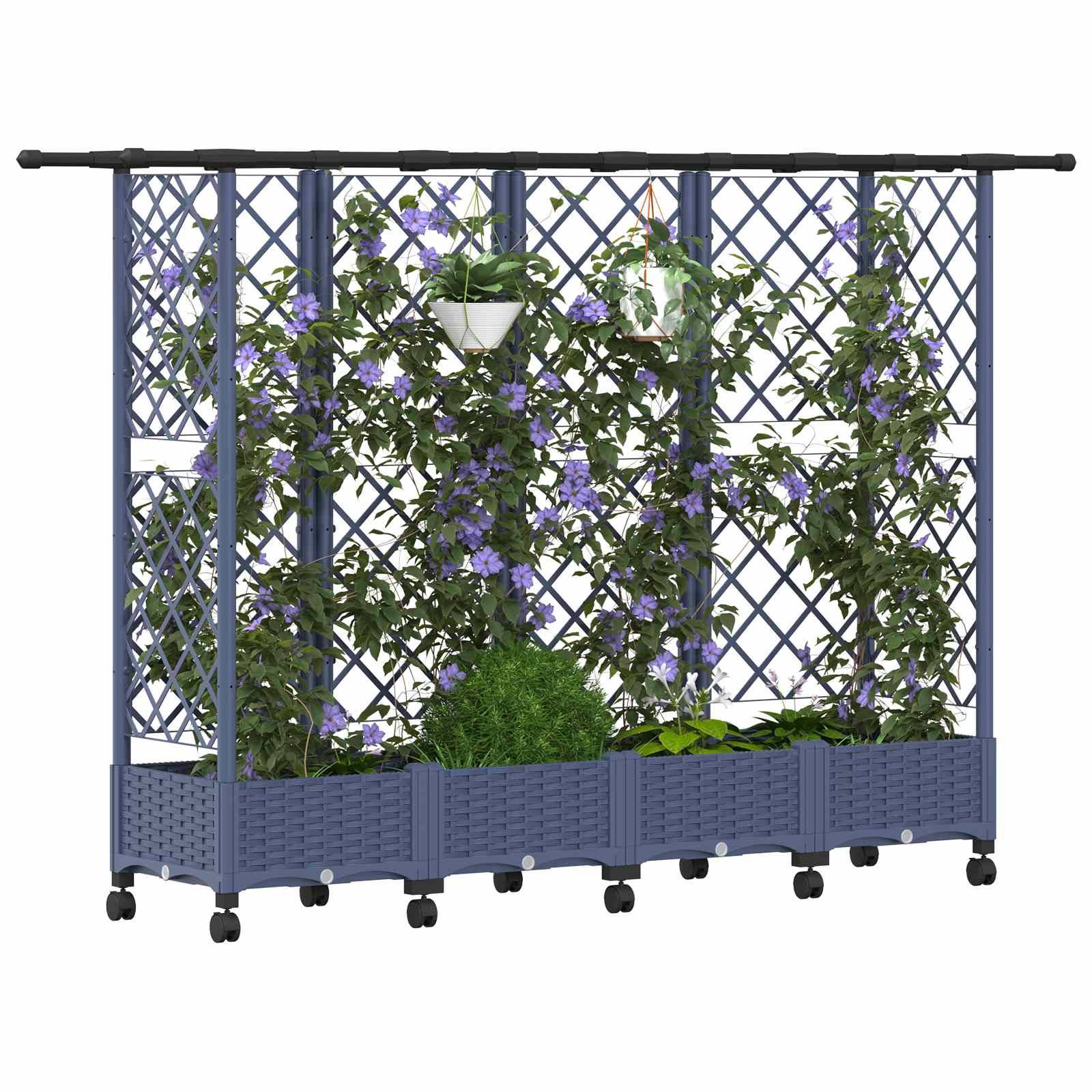 vidaXL Hochbeet mit Rankgitter und Dach Grau 202,5 x 40 x 127 cm PP