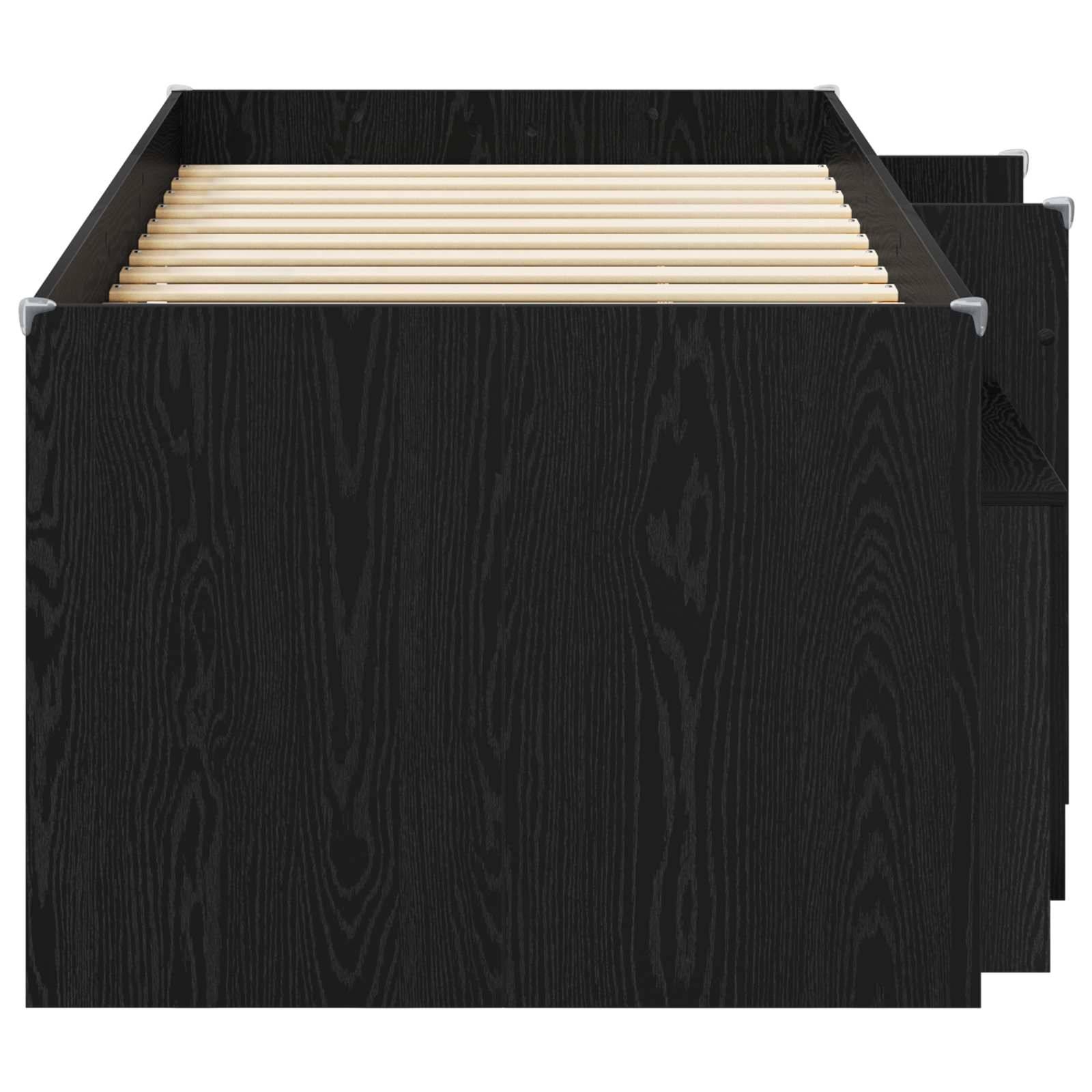 vidaXL Loft Bettgestell mit Schrank 3 Stk. Schwarz Holzwerkstoff