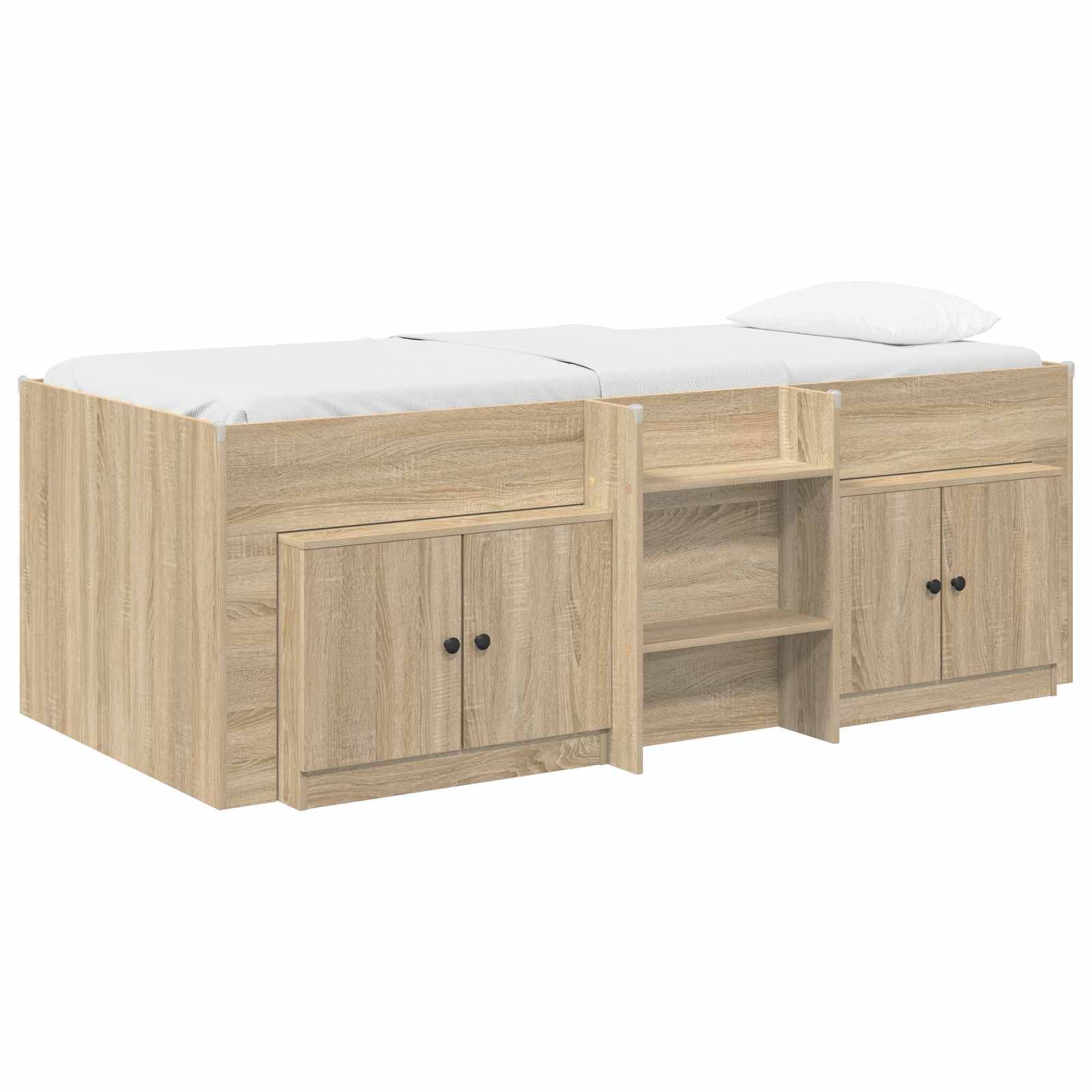 vidaXL Loft Bettgestell mit Schrank 3 Stk. Sonoma-Eiche Holzwerkstoff