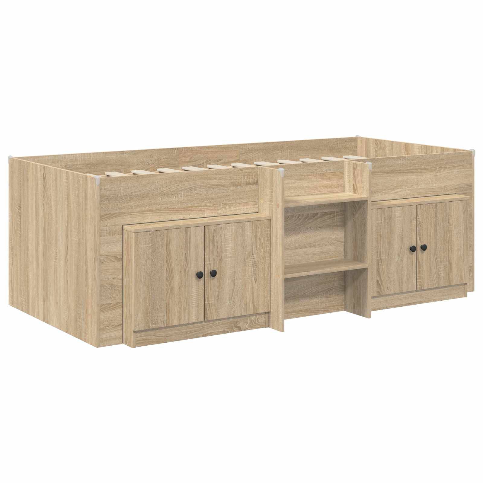 vidaXL Loft Bettgestell mit Schrank 3 Stk. Sonoma-Eiche Holzwerkstoff
