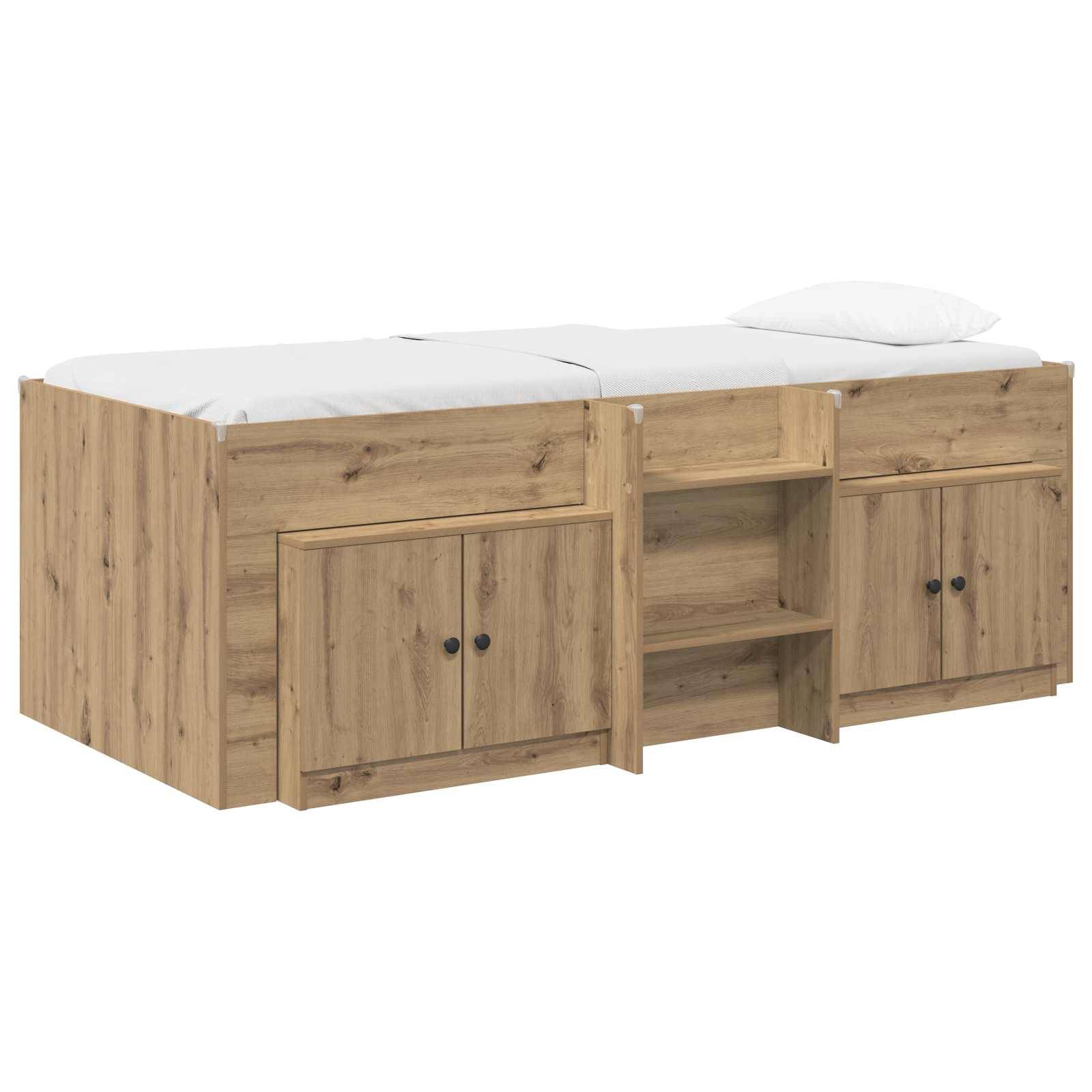vidaXL Loft Bettgestell mit Schrank 3 Stk. Artisan-Eiche Holzwerkstoff