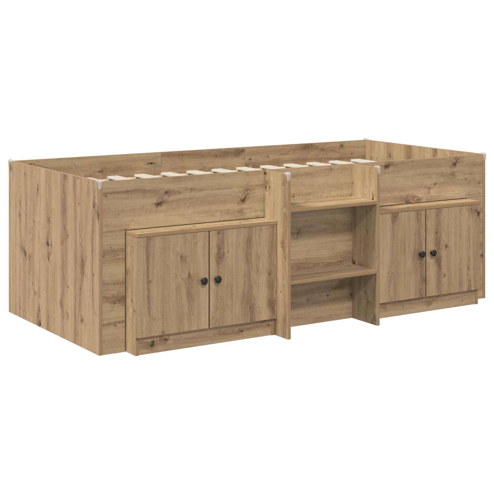 vidaXL Loft Bettgestell mit Schrank 3 Stk. Artisan-Eiche Holzwerkstoff
