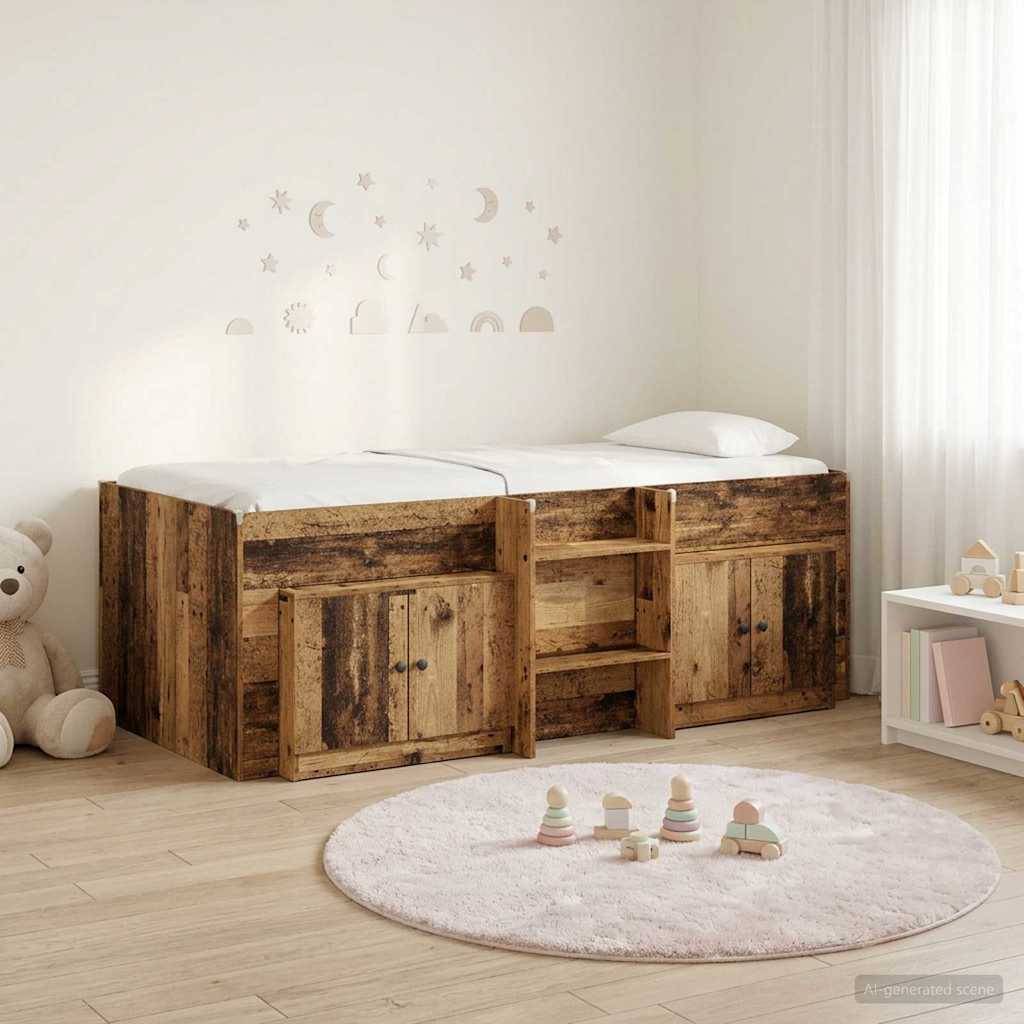 vidaXL Loft Bettgestell mit Schrank 3 Stk. Altholz Holzwerkstoff