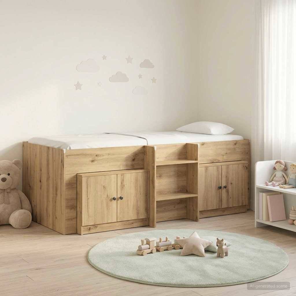 vidaXL Loft Bettgestell mit Schrank 3 Stk. Artisan-Eiche Holzwerkstoff