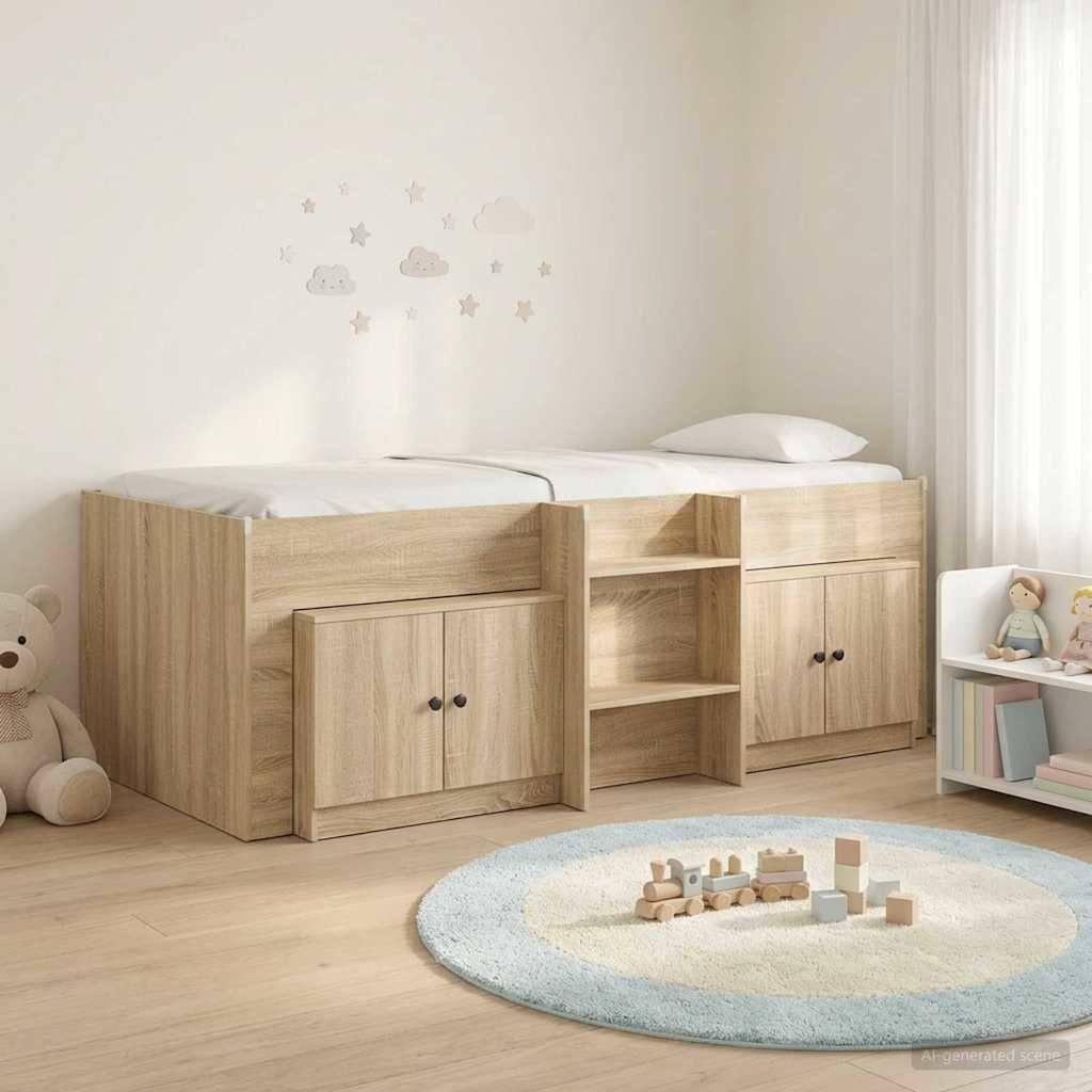 vidaXL Loft Bettgestell mit Schrank 3 Stk. Sonoma-Eiche Holzwerkstoff