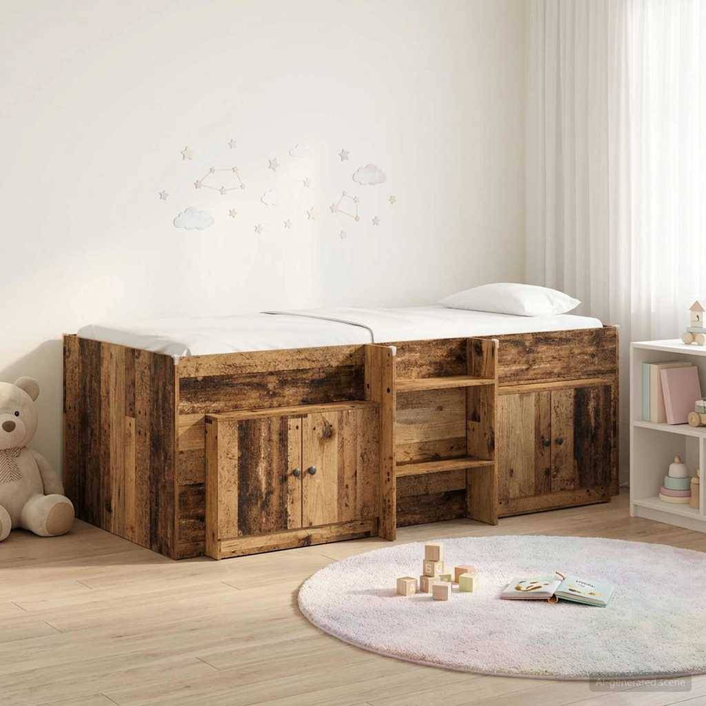vidaXL Loft Bettgestell mit Schrank 3 Stk. Altholz Holzwerkstoff