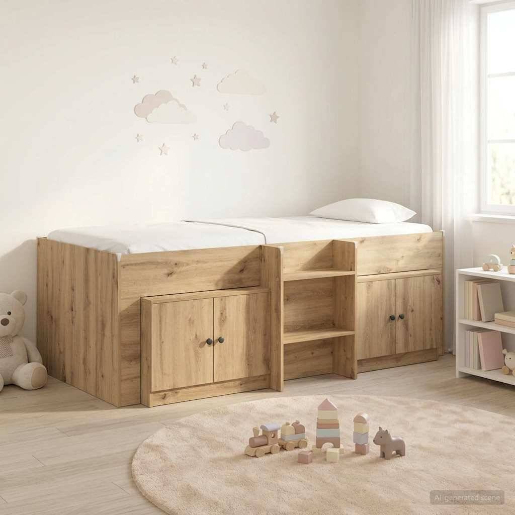 vidaXL Loft Bettgestell mit Schrank 3 Stk. Artisan-Eiche Holzwerkstoff