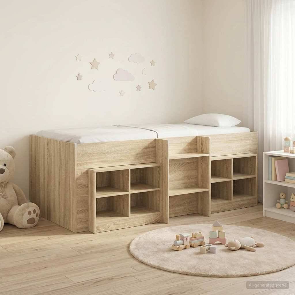 vidaXL Loft Bettgestell mit Schrank 3 Stk. Sonoma-Eiche Holzwerkstoff