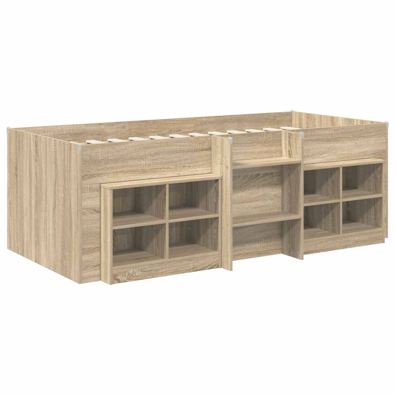 vidaXL Loft Bettgestell mit Schrank 3 Stk. Sonoma-Eiche Holzwerkstoff