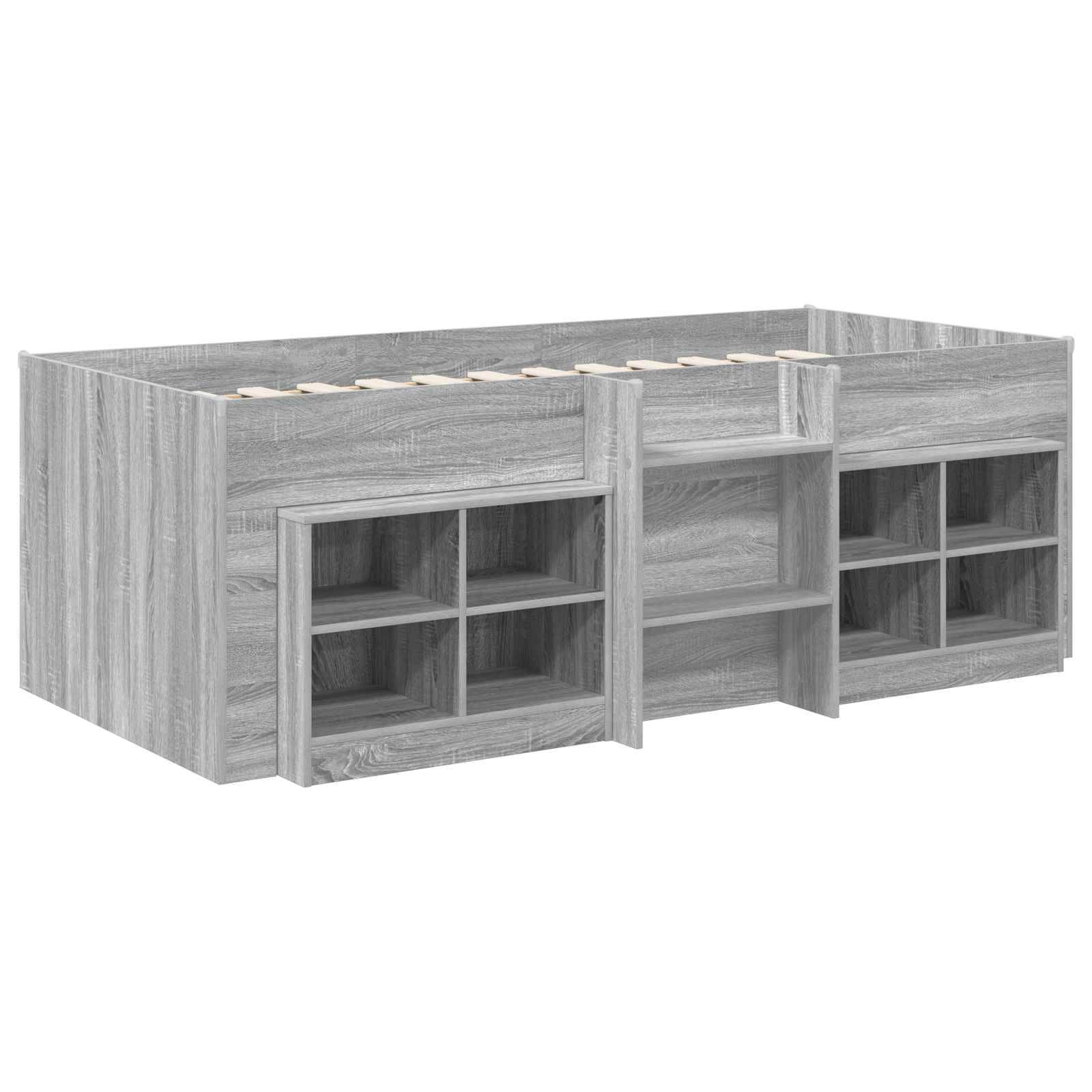 vidaXL Loft Bettgestell mit Schrank 3 Stk. Grau Sonoma Holzwerkstoff