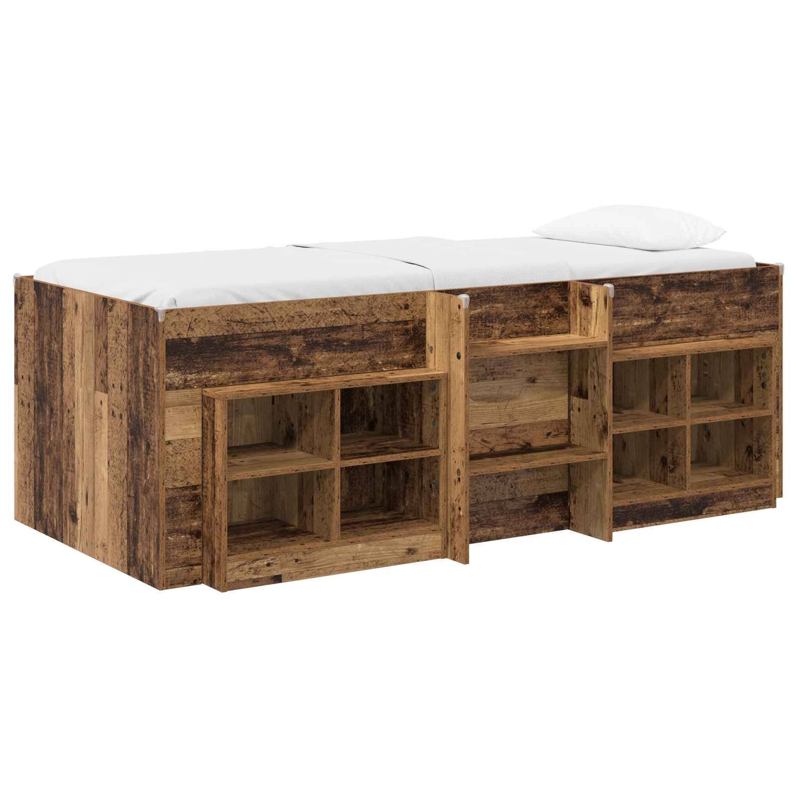 vidaXL Loft Bettgestell mit Schrank 3 Stk. Altholz Holzwerkstoff