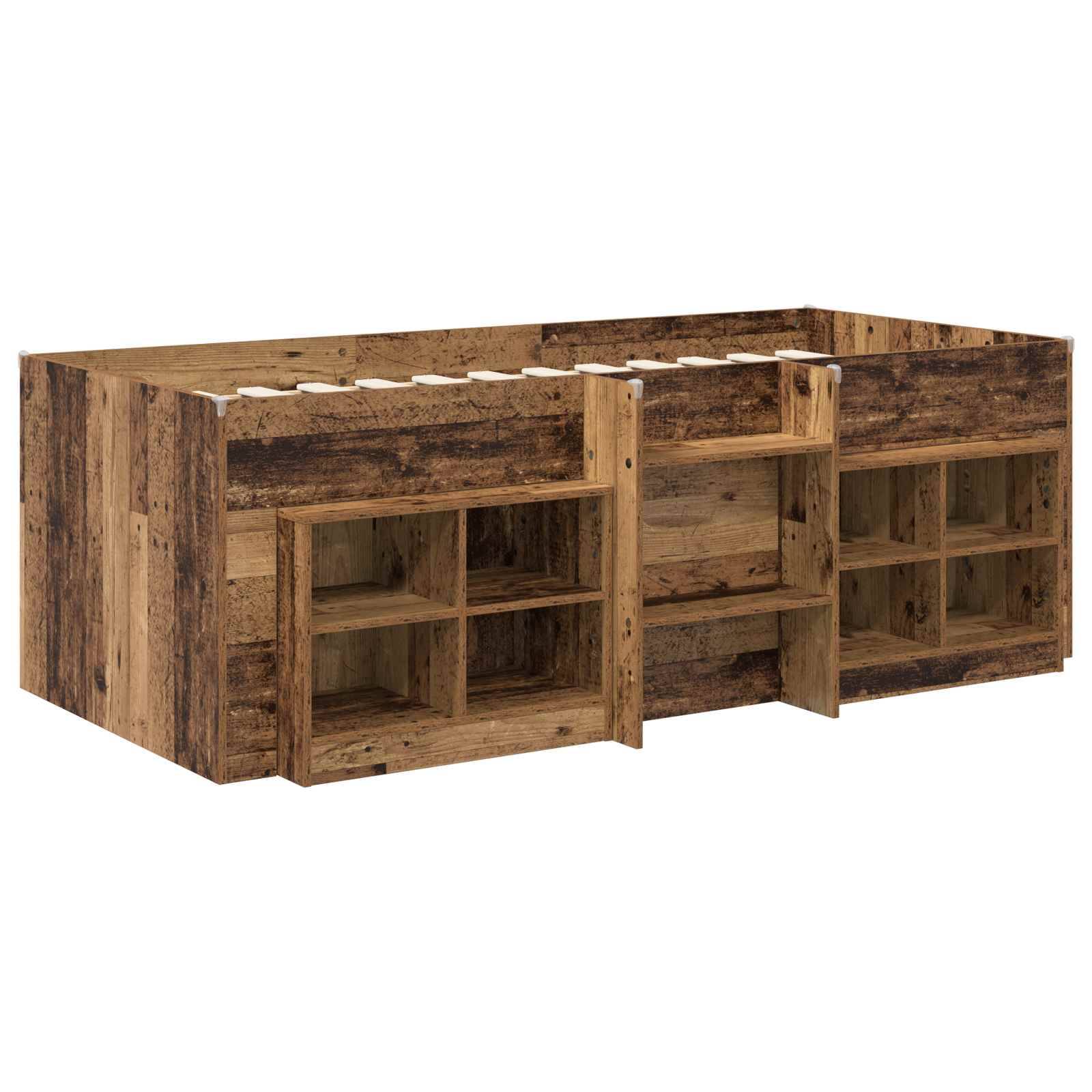 vidaXL Loft Bettgestell mit Schrank 3 Stk. Altholz Holzwerkstoff