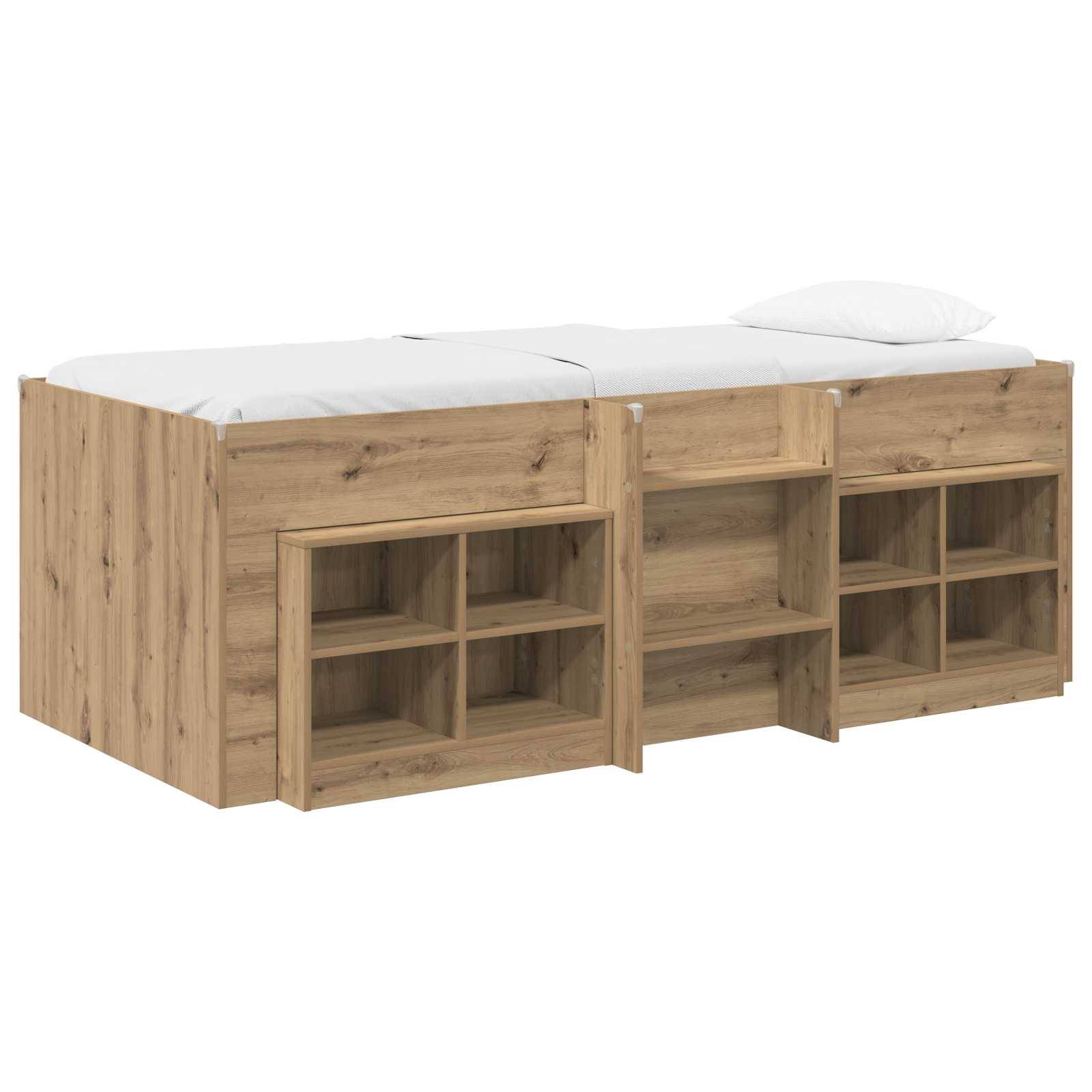 vidaXL Loft Bettgestell mit Schrank 3 Stk. Artisan-Eiche Holzwerkstoff