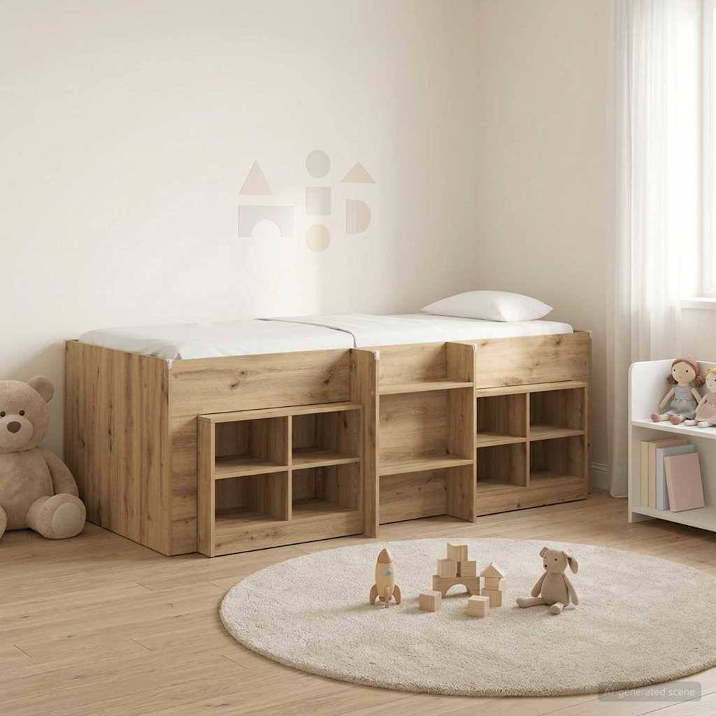 vidaXL Loft Bettgestell mit Schrank 3 Stk. Artisan-Eiche Holzwerkstoff